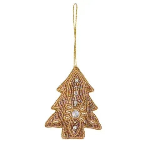 Beaded Xmas Tree Hanger Fabric 8x10cm Gold-Christmas-Coast To Coast Home-The Bay Room