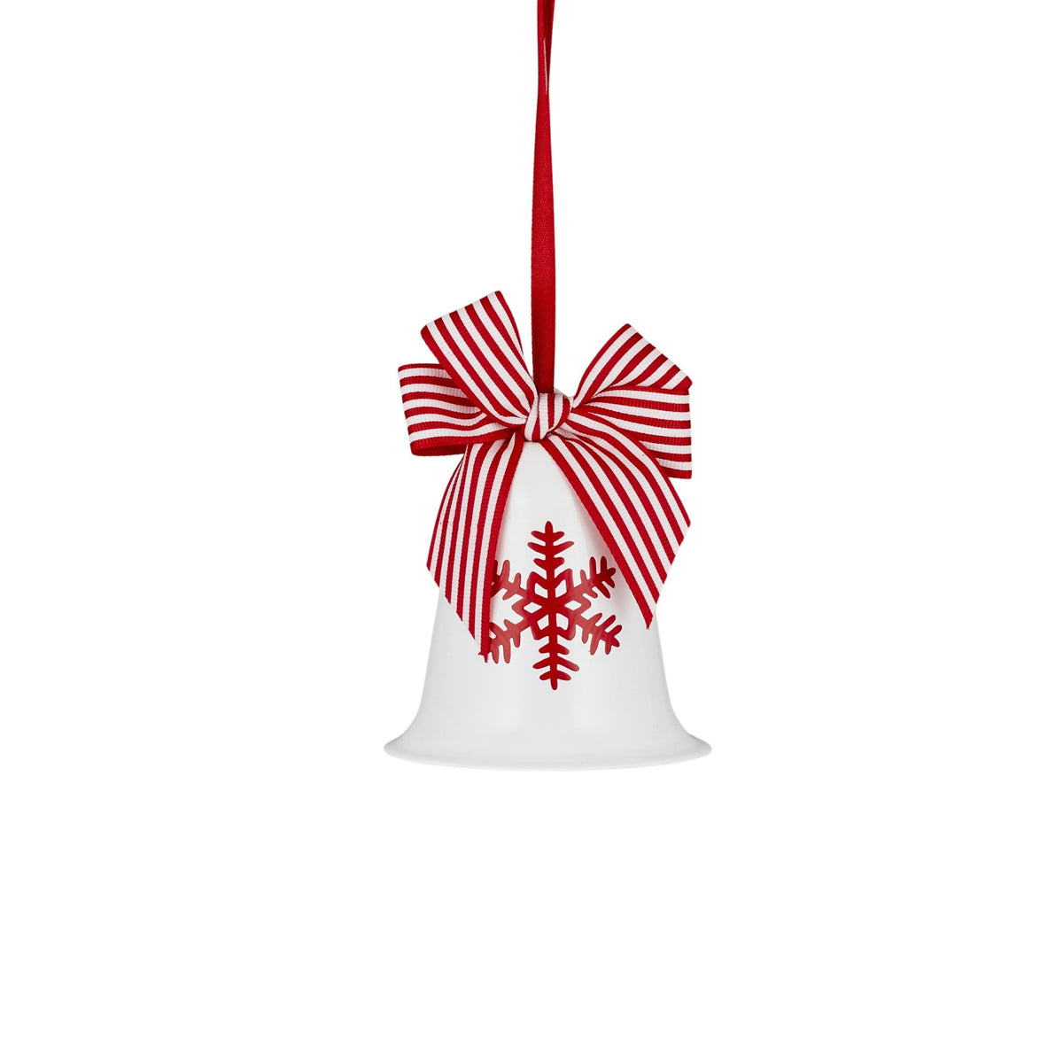 Bell with Bow Hanger Metal 21x9cm White/Red-Christmas-Coast To Coast Home-The Bay Room
