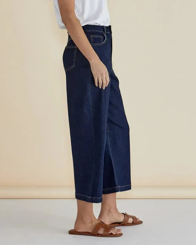 Bella Relaxed Crop Jeans - Deep Indigo Rinse-Pants-Betty Basics-The Bay Room