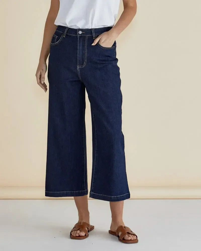 Bella Relaxed Crop Jeans - Deep Indigo Rinse-Pants-Betty Basics-The Bay Room