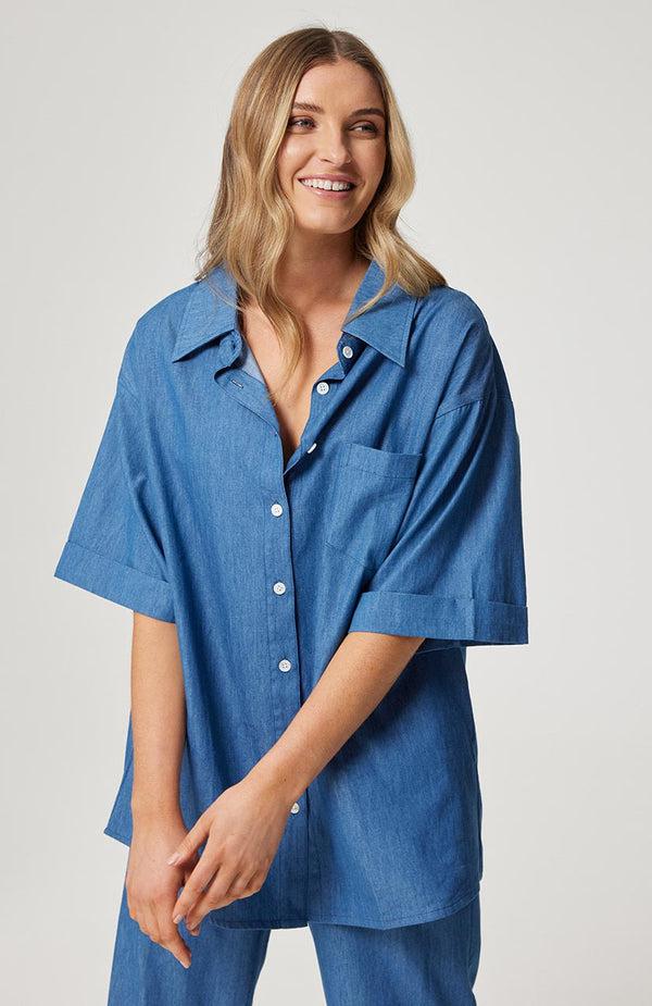 Belle Shirt - Denim Chambray-Tops-Cartel & Willow-The Bay Room