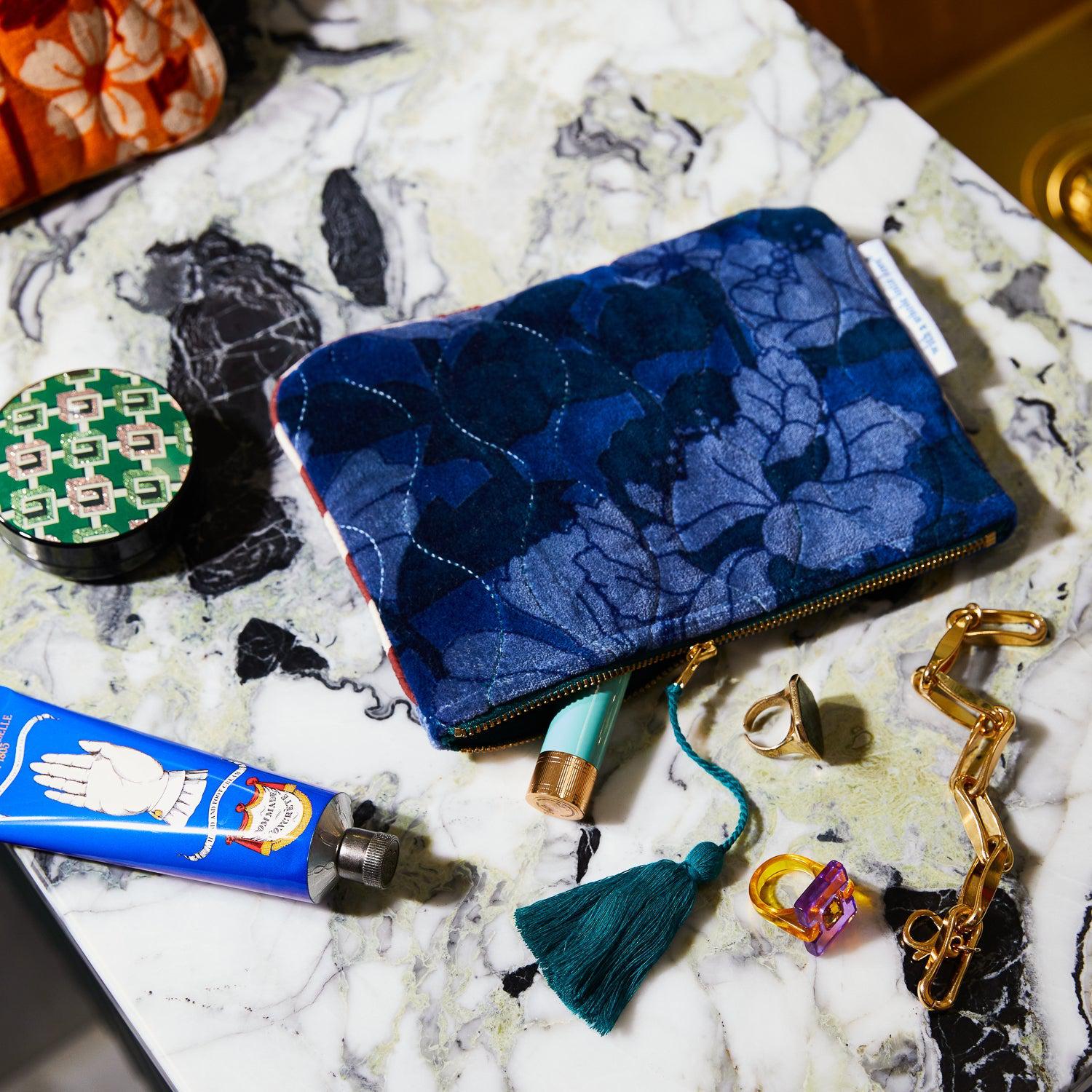 Bernanda Velvet Pouch - Lapis-Beauty & Well-Being-Sage & Clare-The Bay Room