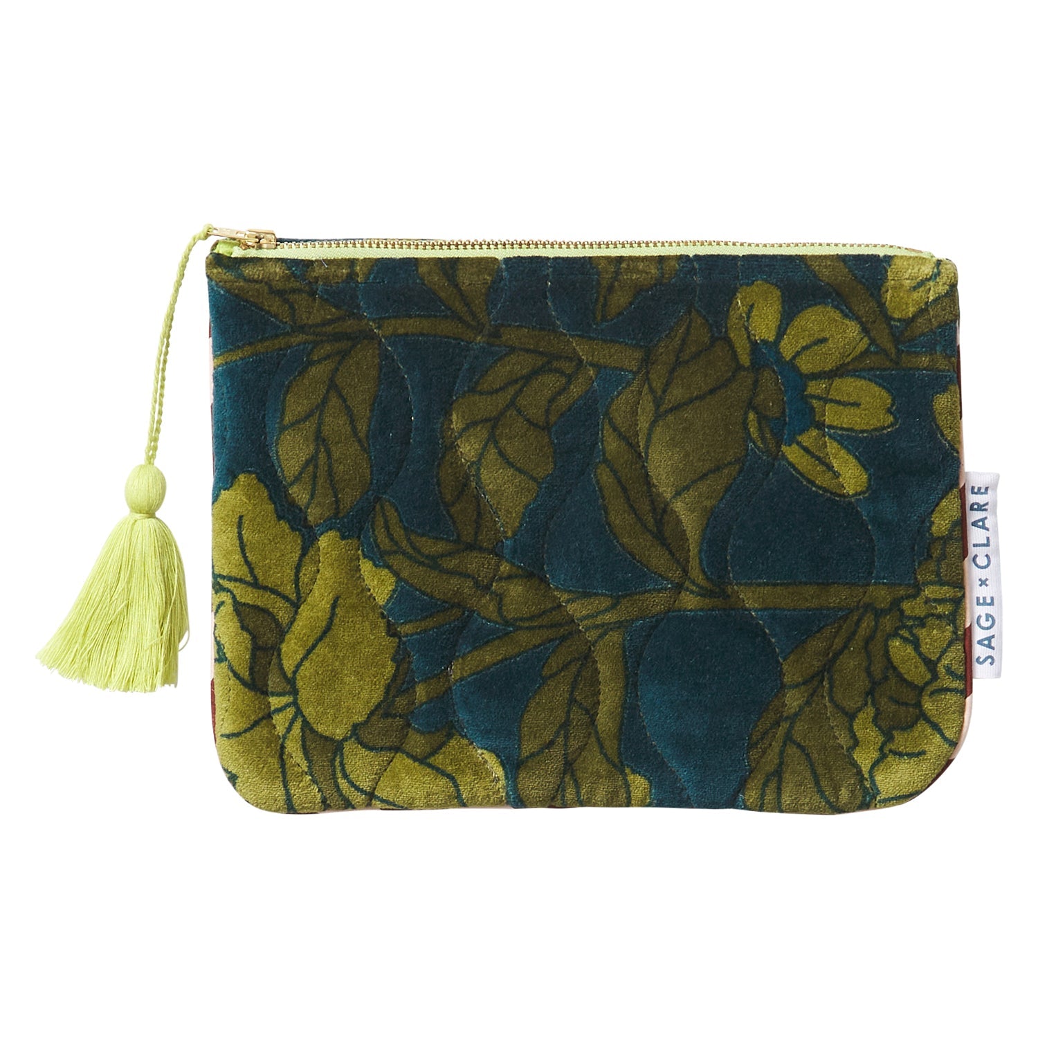 Bernanda Velvet Pouch - Peacock-Beauty & Well-Being-Sage & Clare-The Bay Room