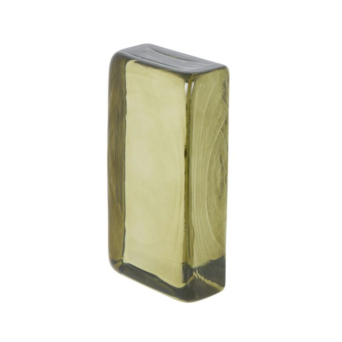 Bernard Glass Brick Sculpture Green 20.2x10x5cm-Decor Items-Amalfi-The Bay Room