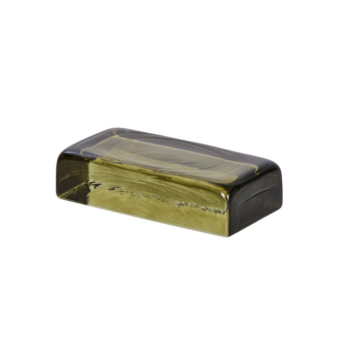 Bernard Glass Brick Sculpture Green 20.2x10x5cm-Decor Items-Amalfi-The Bay Room