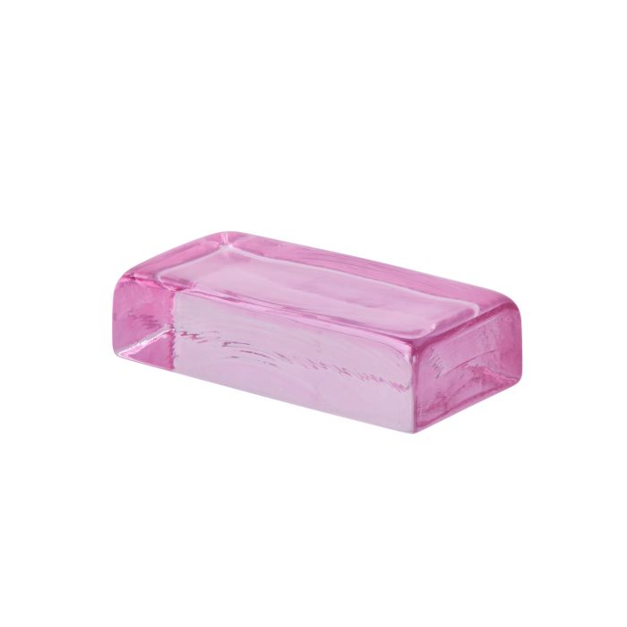 Bernard Glass Brick Sculpture Pink 20.2x10x5cm-Decor Items-Amalfi-The Bay Room