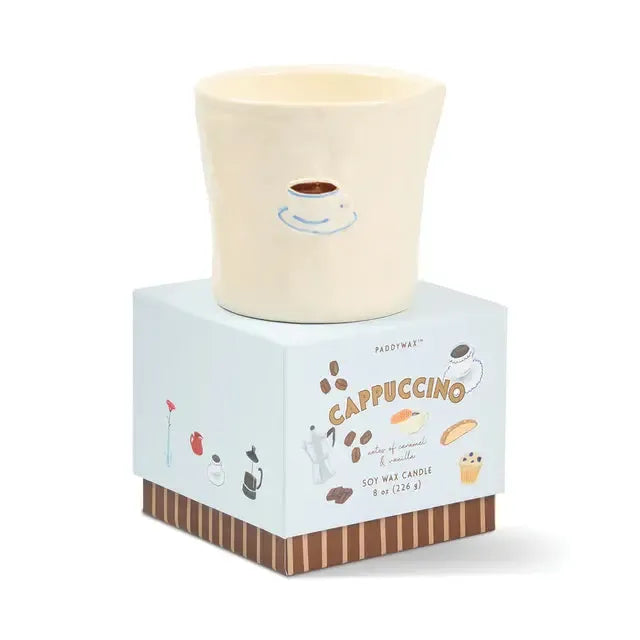 Bistro 8oz Ceramic Candle with Embossed Cappuccino - Cappuccino-Candles & Fragrances-Paddywax-The Bay Room
