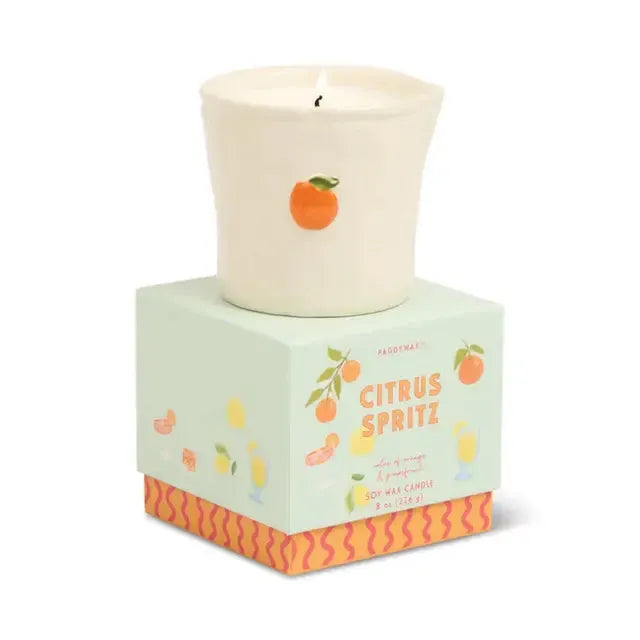 Bistro 8oz Orange Embossed Ceramic Candle Citrus Spritz-Candles & Fragrances-Paddywax-The Bay Room