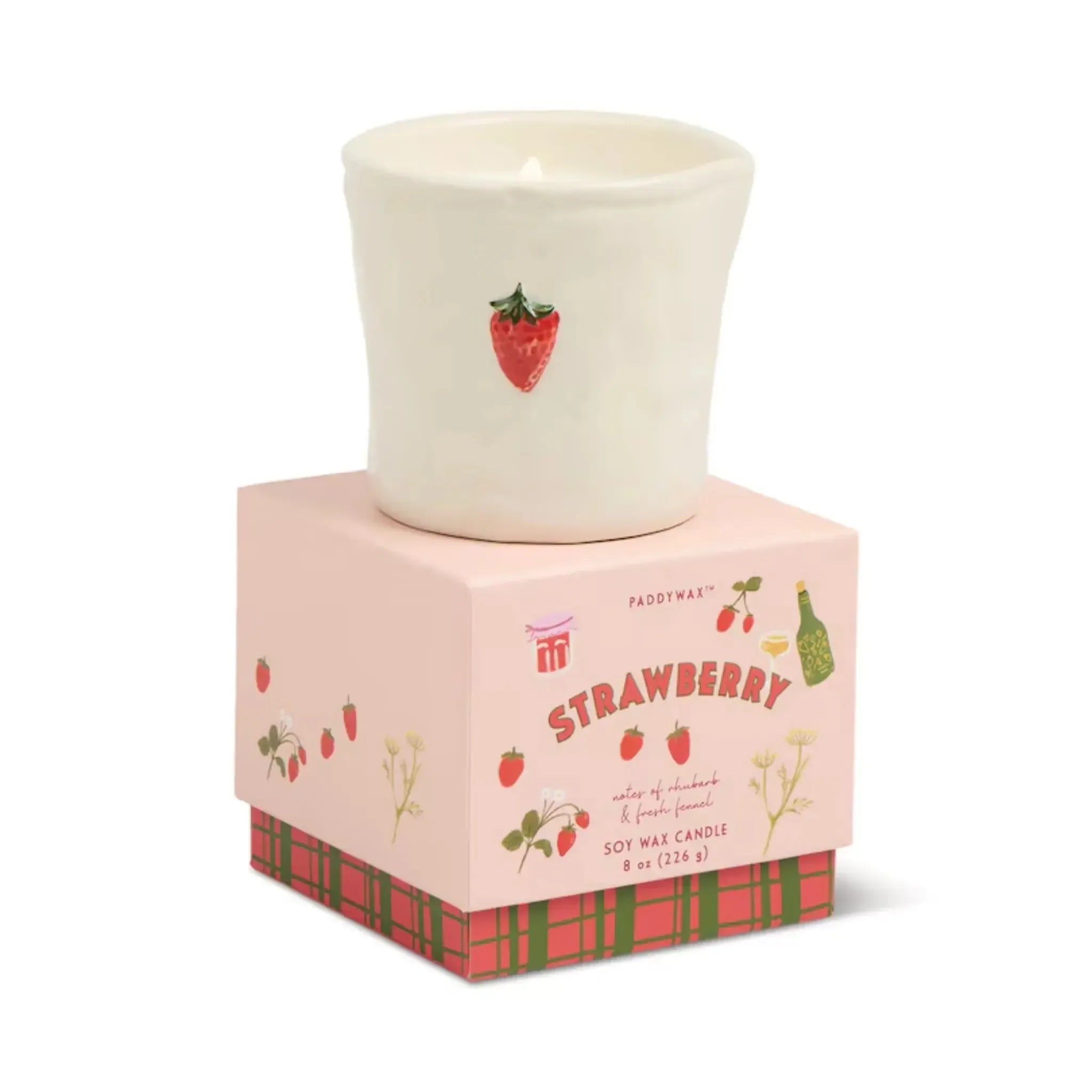 Bistro 8oz Strawberry Embossed Ceramic Candle Strawberry-Candles & Fragrances-Paddywax-The Bay Room