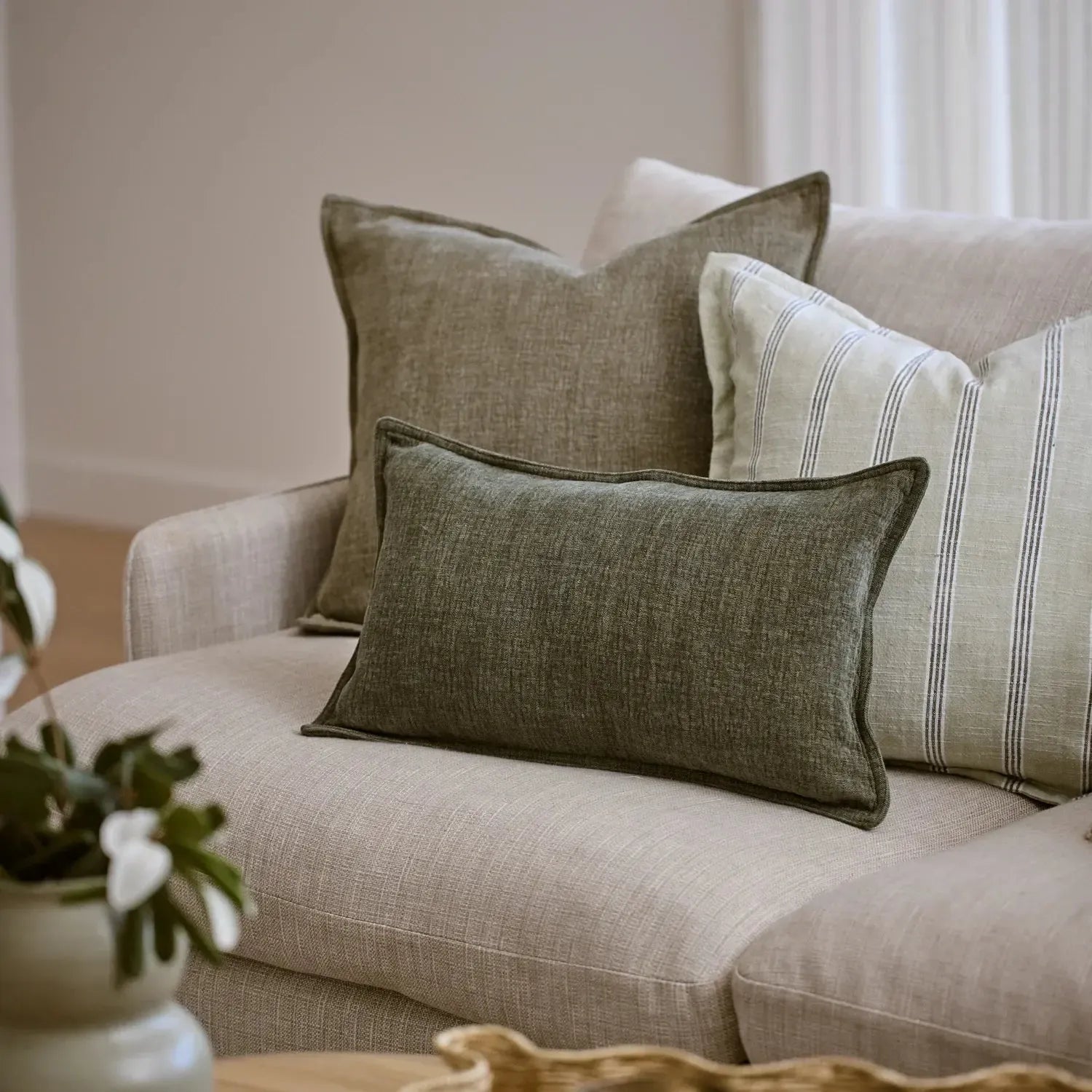 Blake Dark Green Cushion 30x50cm-Soft Furnishings-Madras Link-The Bay Room