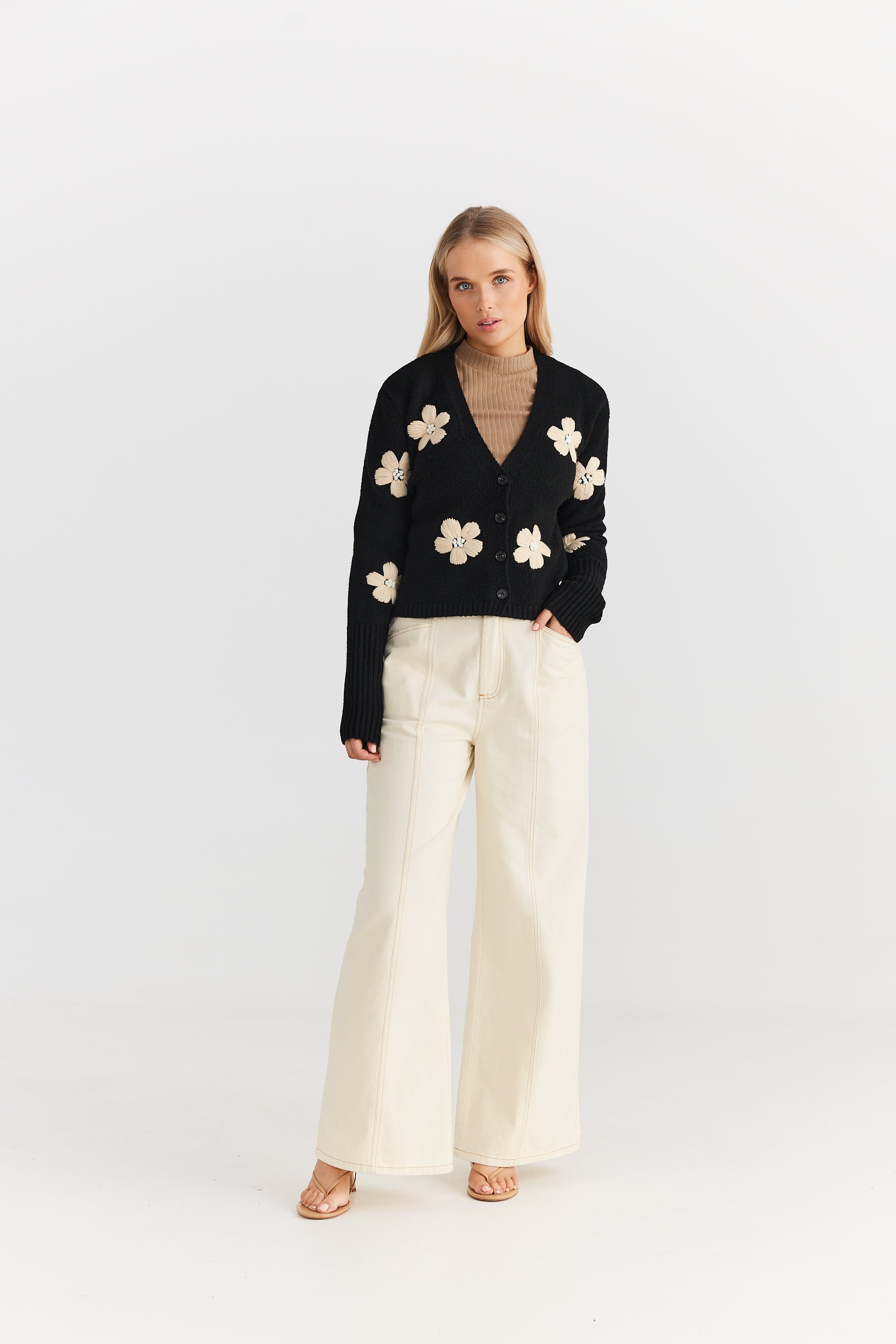 Bloom Cardigan - Black-Knitwear & Jumpers-Daisy Says-The Bay Room