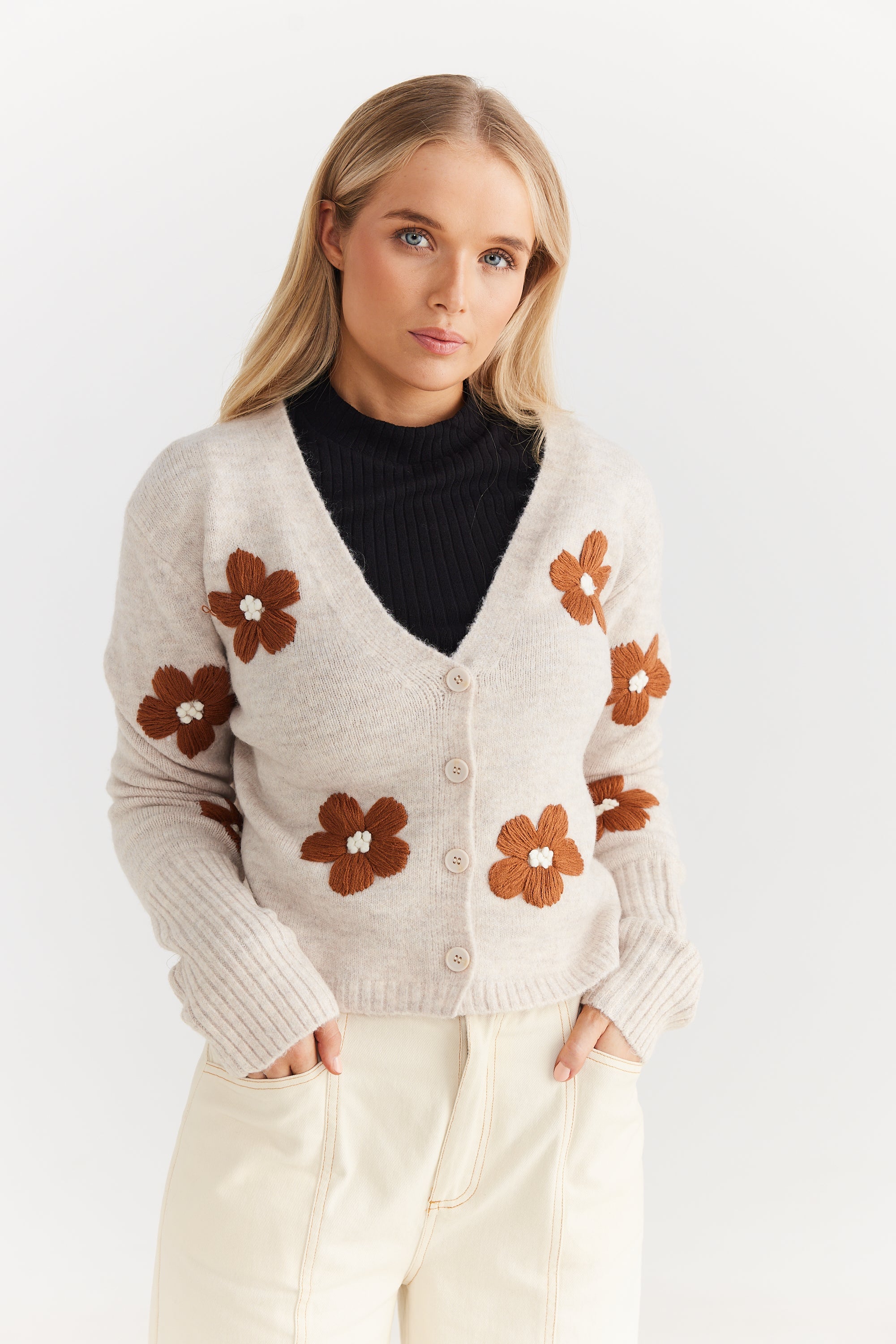 Bloom Cardigan - Snow-Knitwear & Jumpers-Daisy Says-The Bay Room