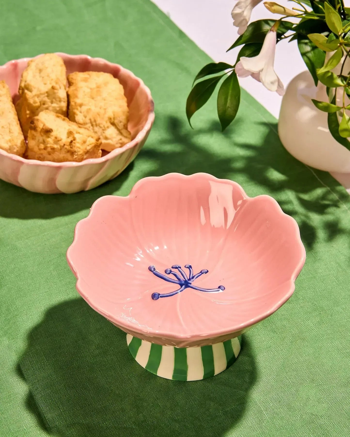 Blush Stoneware Stand Flower Bowl-Dining & Entertaining-La La Land-The Bay Room