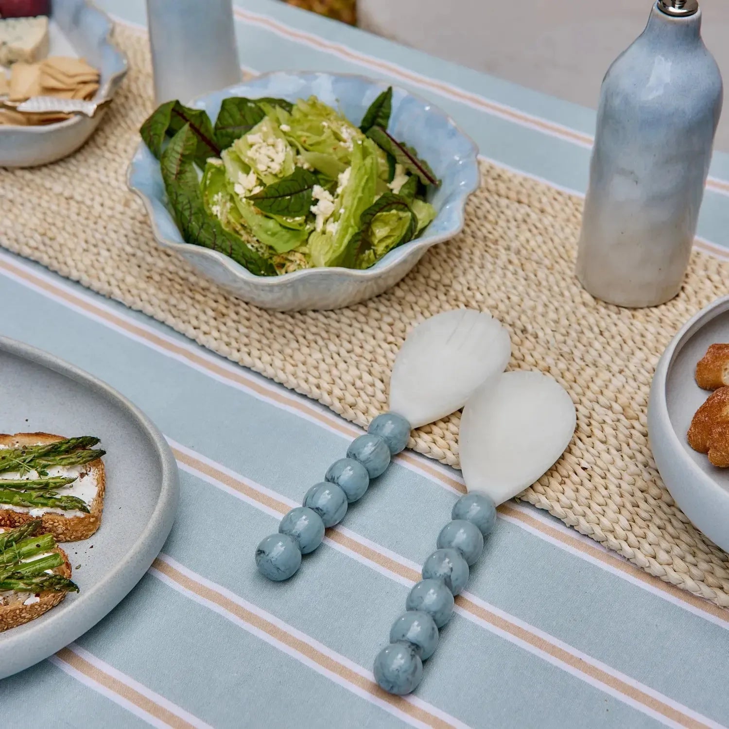 Bobble Blue/White Resin Salad Server Set-Dining & Entertaining-Madras Link-The Bay Room