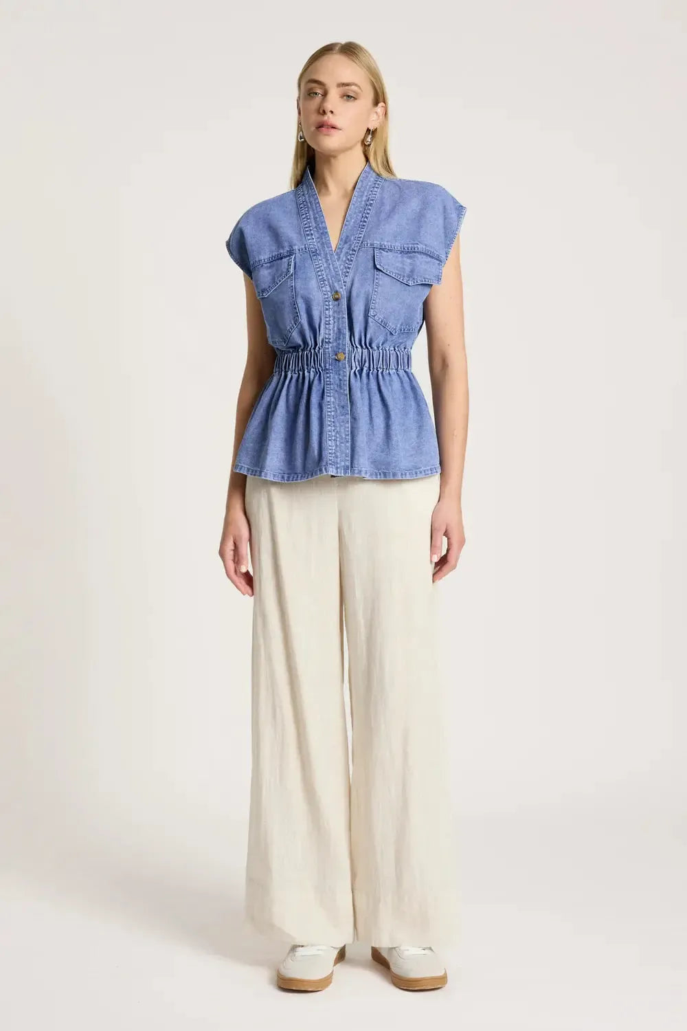 Bodhi Denim Vest - Denim-Jackets, Coats & Vests-Eb & Ive-The Bay Room