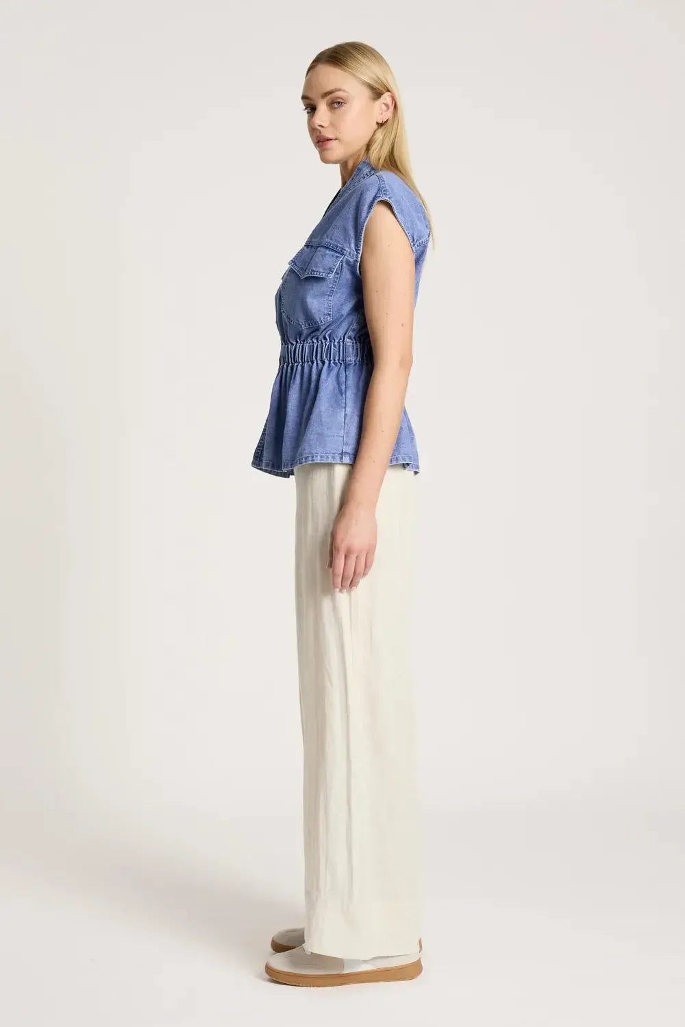 Bodhi Denim Vest - Denim-Jackets, Coats & Vests-Eb & Ive-The Bay Room