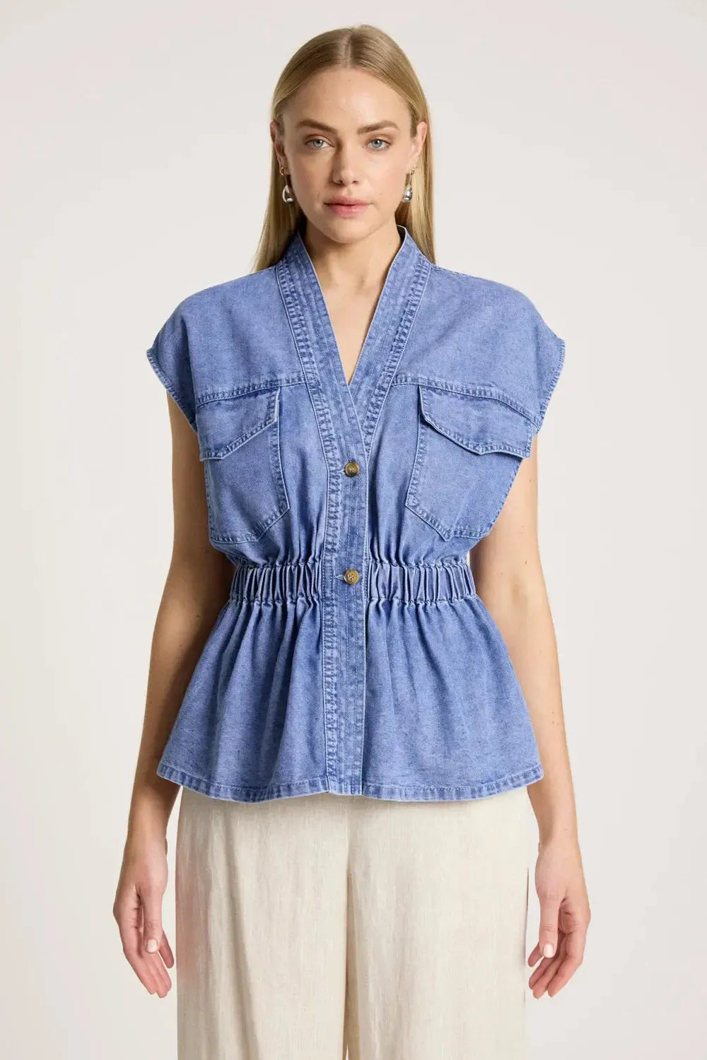 Bodhi Denim Vest - Denim-Jackets, Coats & Vests-Eb & Ive-The Bay Room