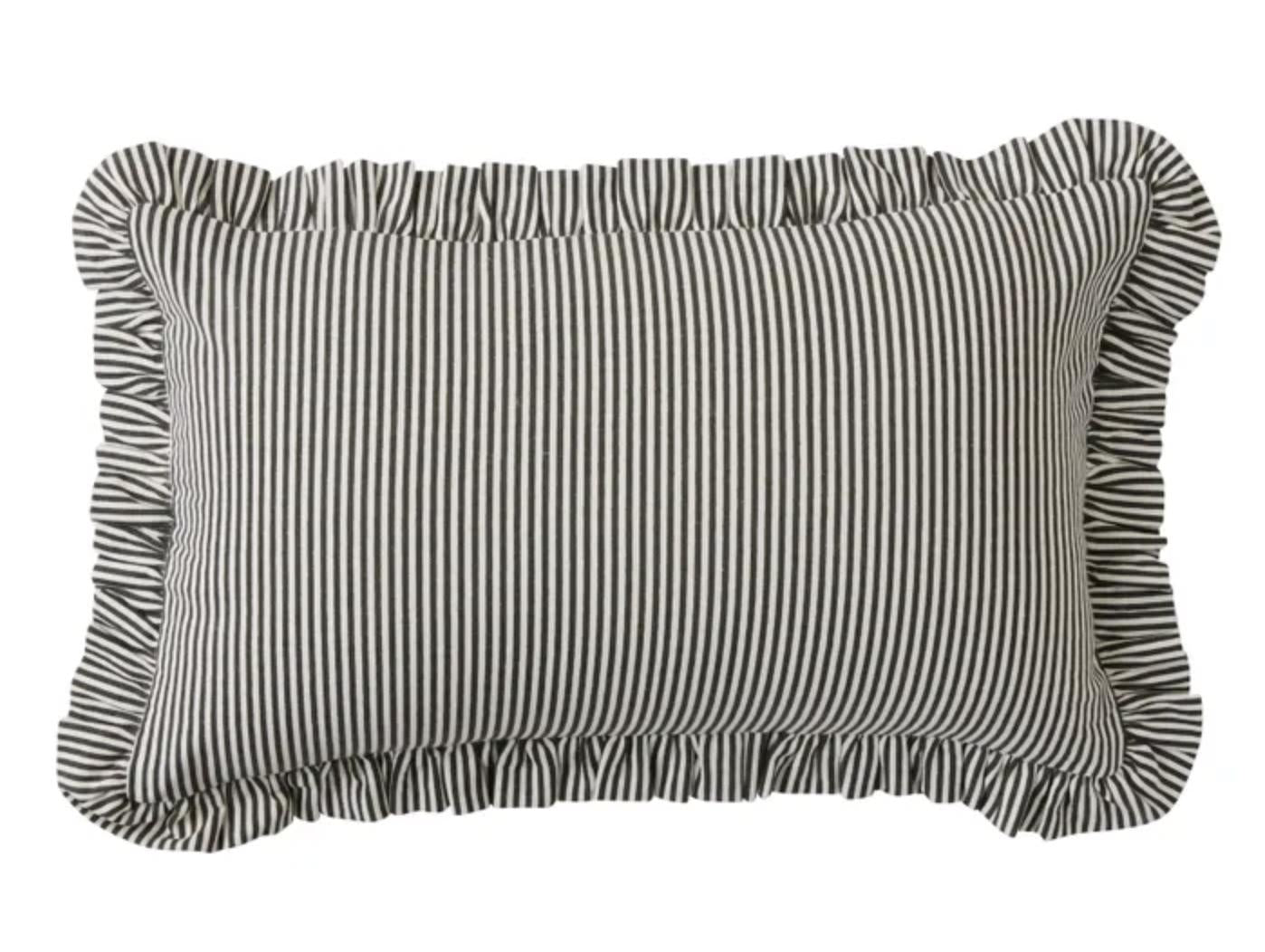 Bonny Cotton Cushion 30x50cm Black/Ivory-Soft Furnishings-Coast To Coast Home-The Bay Room