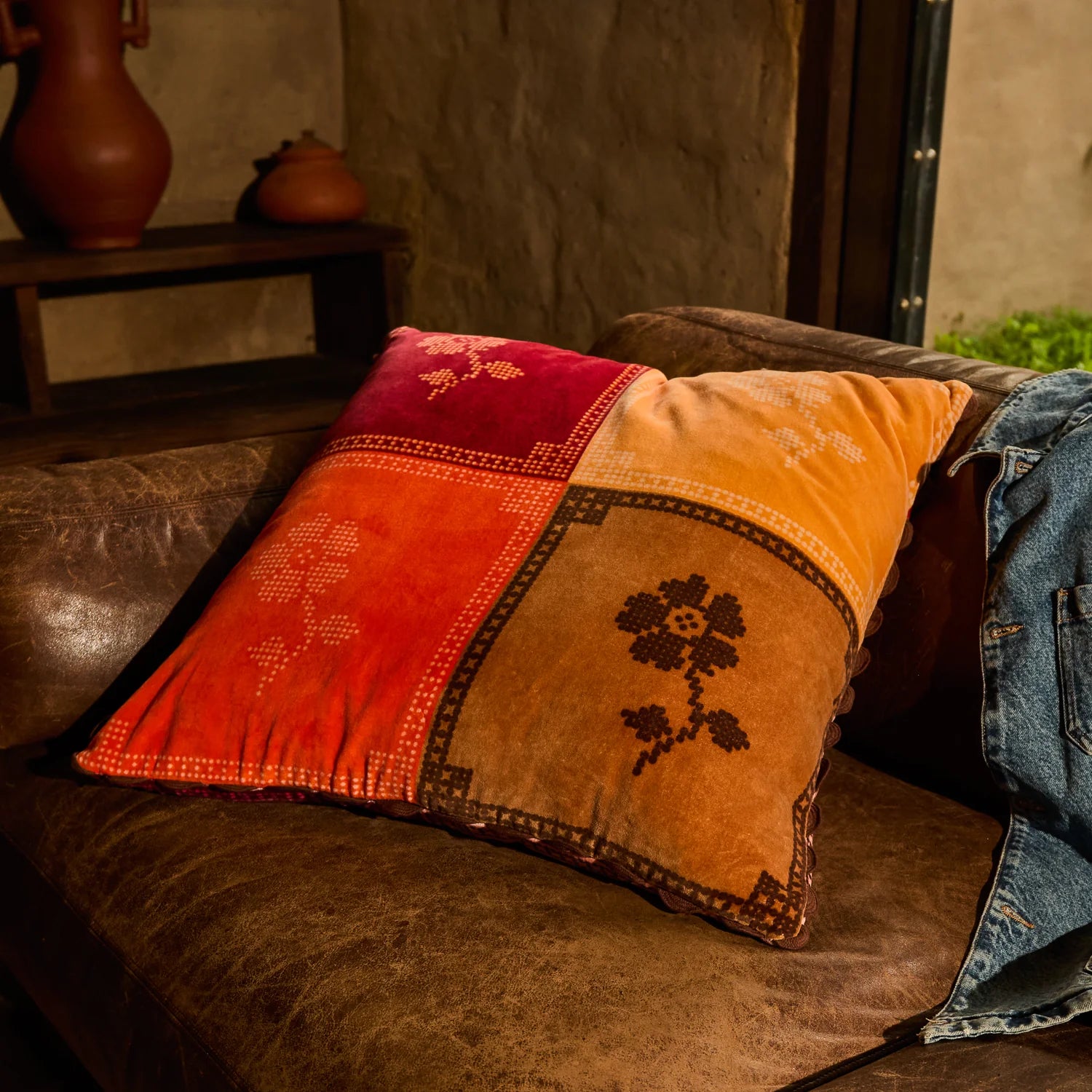 Bonny Reversible Velvet Cushion - Sienna-Soft Furnishings-Sage & Clare-The Bay Room