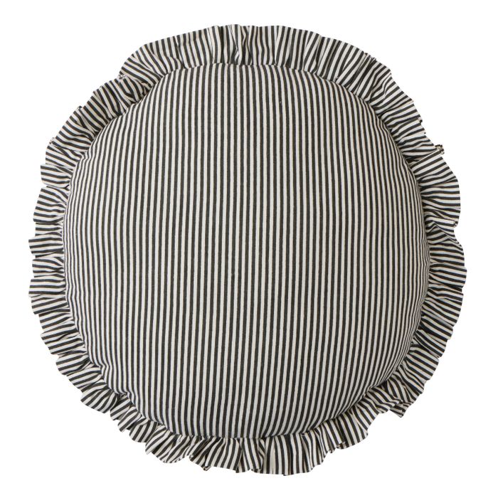 Bonny Round Cotton Cushion 40cm Black/Ivory-Soft Furnishings-Coast To Coast Home-The Bay Room