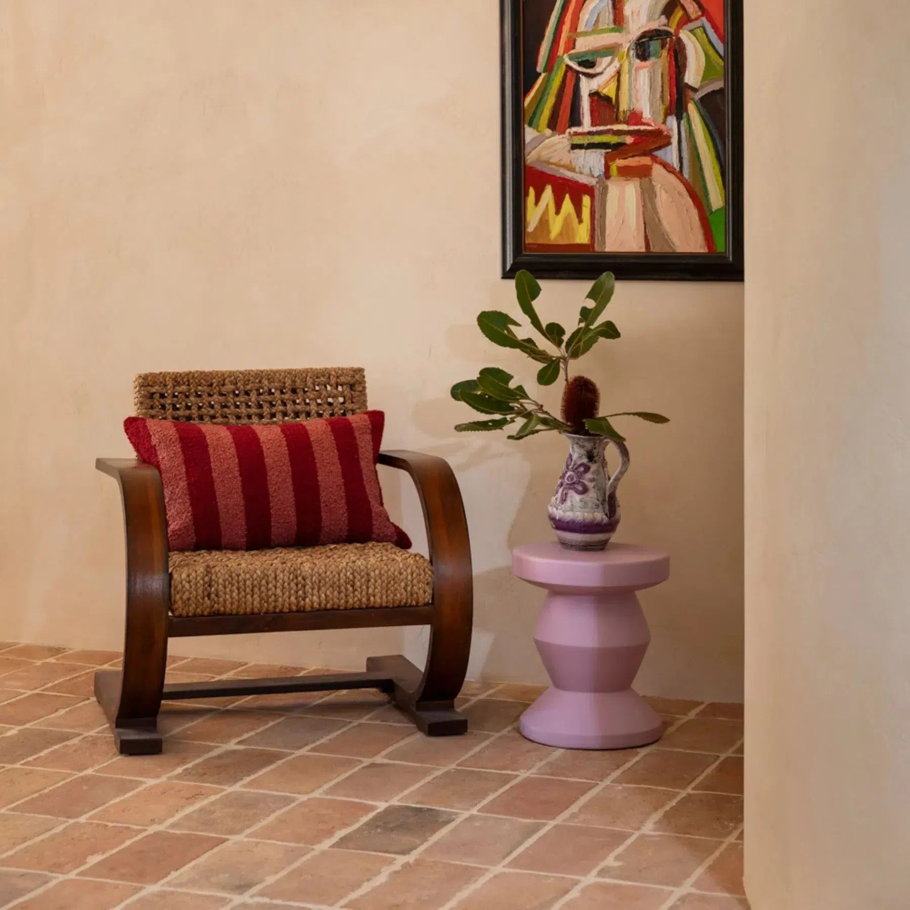 Boucle Stripe Burgundy 60x40cm Cushion-Soft Furnishings-Bonnie & Neil-The Bay Room