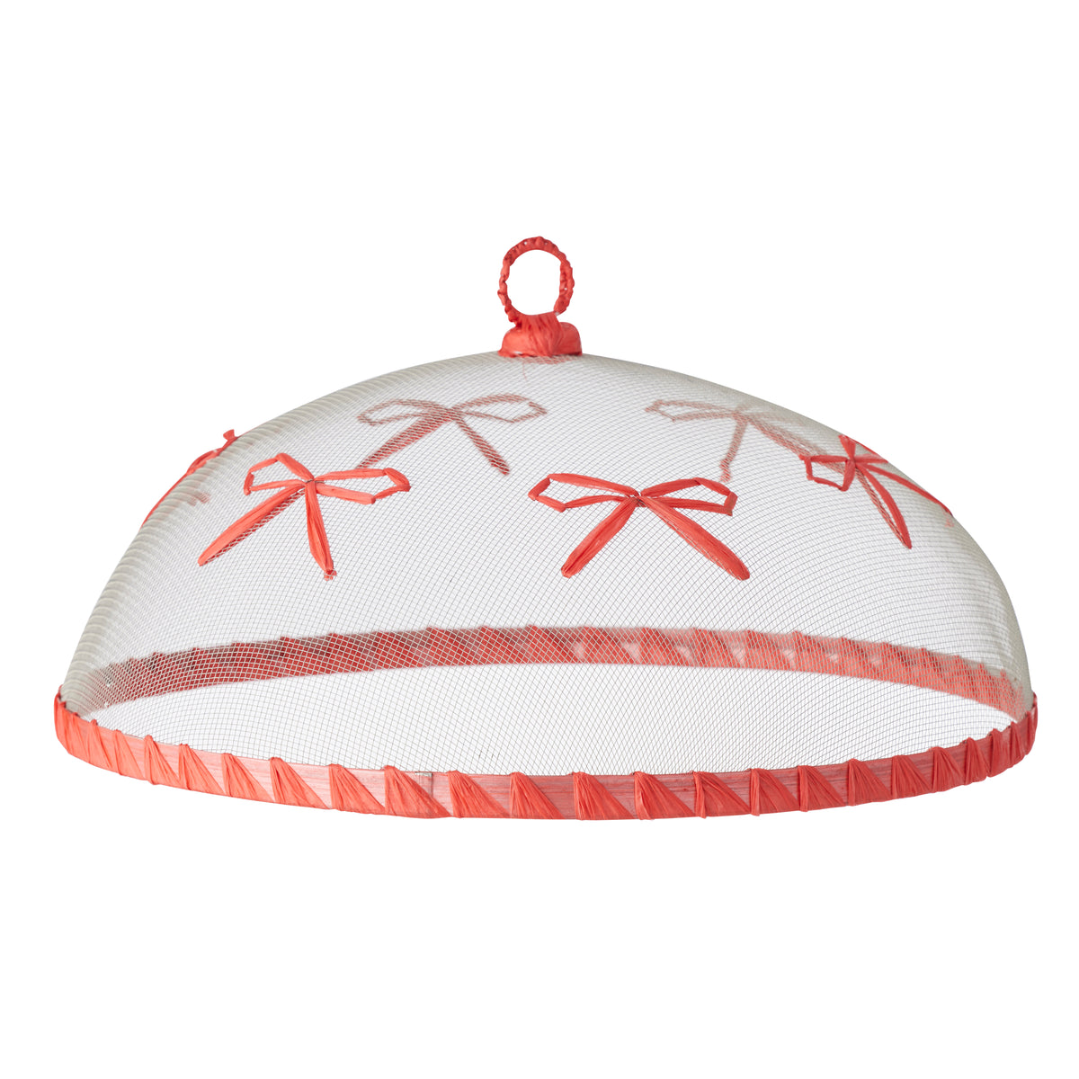 Bow Mesh Food Cover 35cm White/Red-Christmas-Coast To Coast Home-The Bay Room