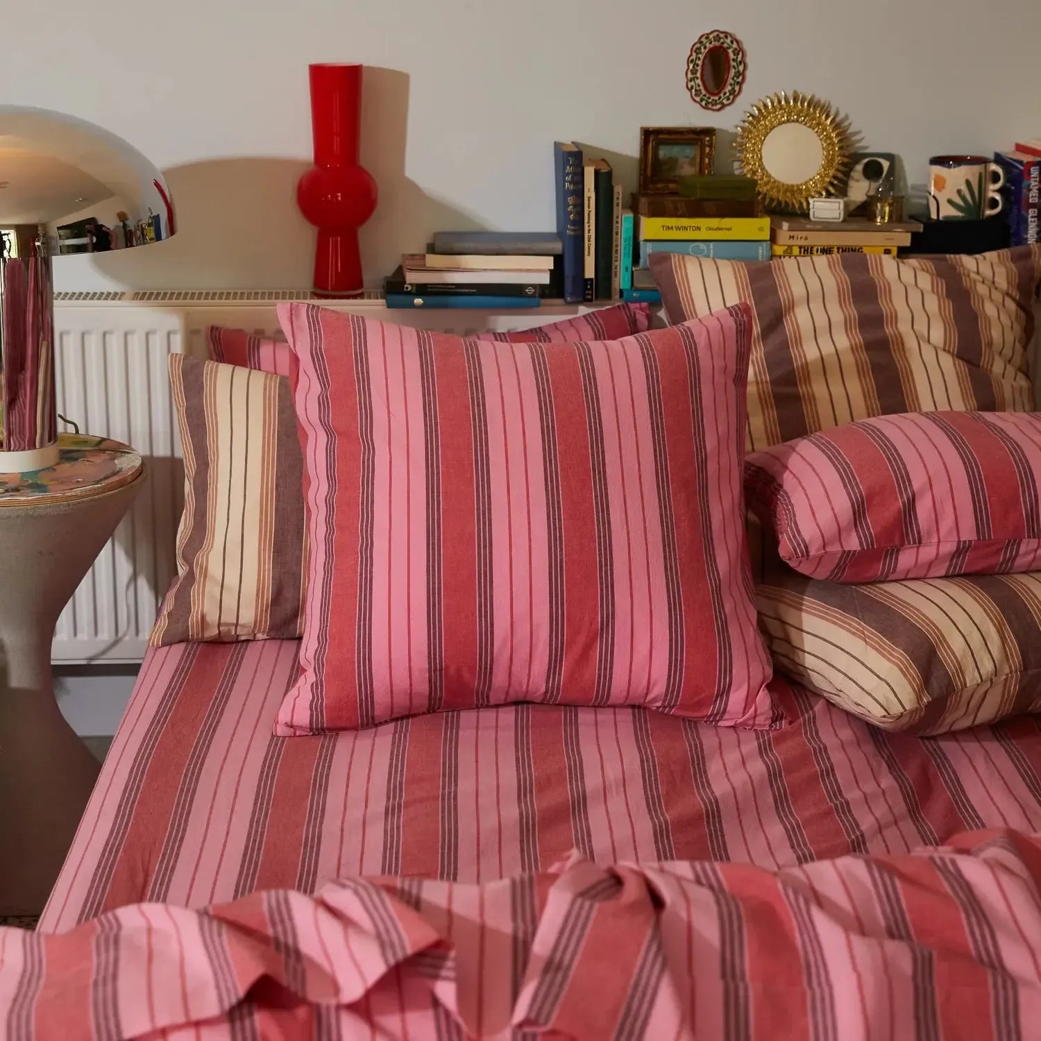 Brigitte Cotton Euro Pillowcase Set - Scarlet-Soft Furnishings-Sage & Clare-The Bay Room