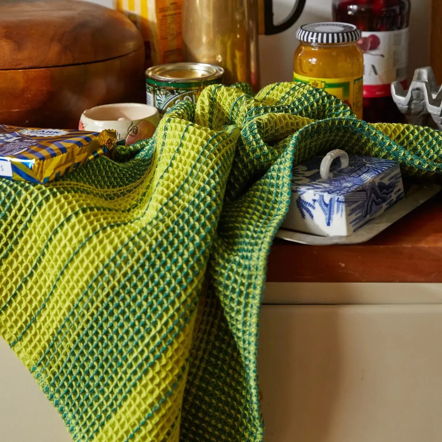 Brigitte Tea Towel - Chartreuse-Soft Furnishings-Sage & Clare-The Bay Room