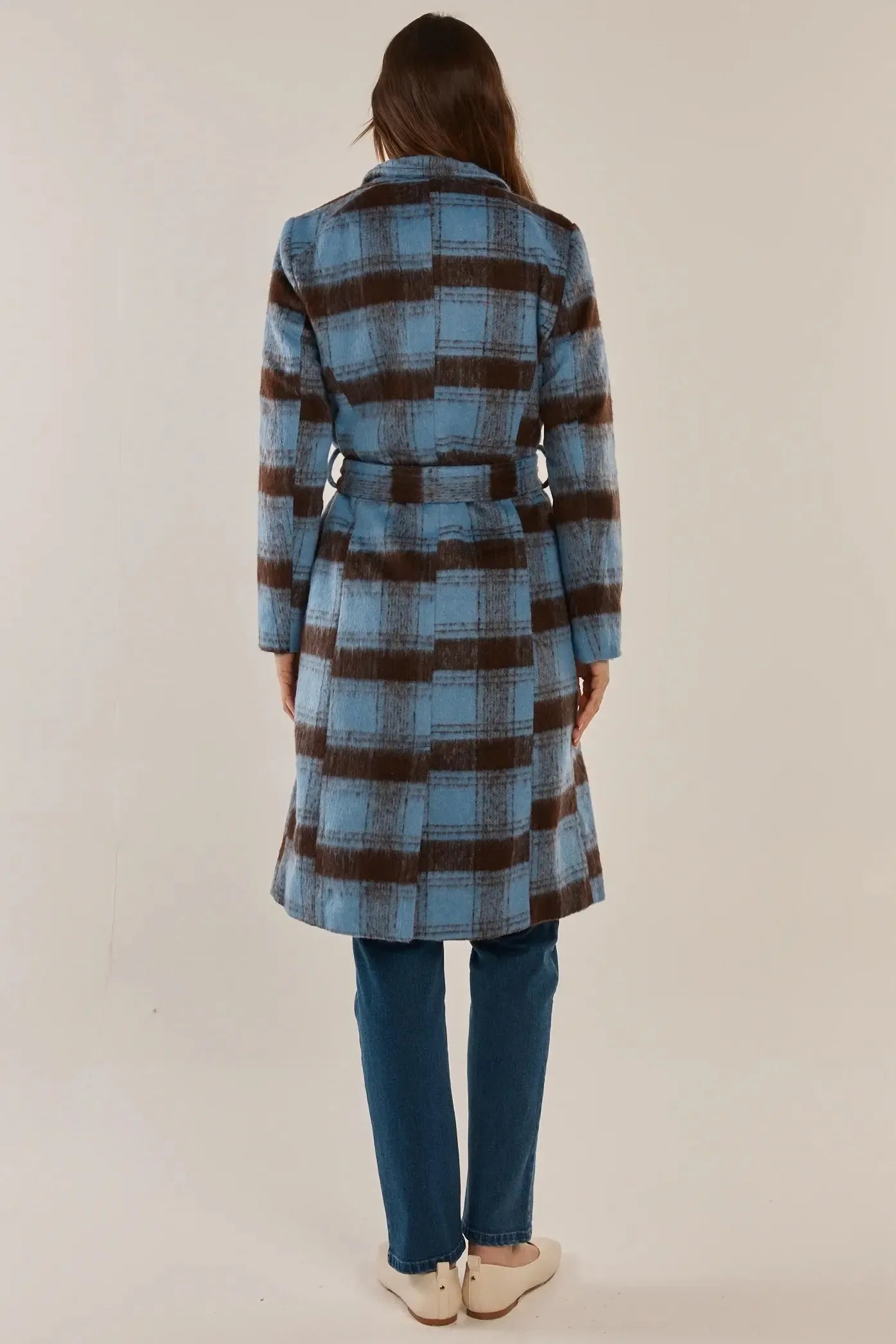 Britney Coat - Blue/Chocolate Check-Jackets, Coats & Vests-Betty Basics-The Bay Room