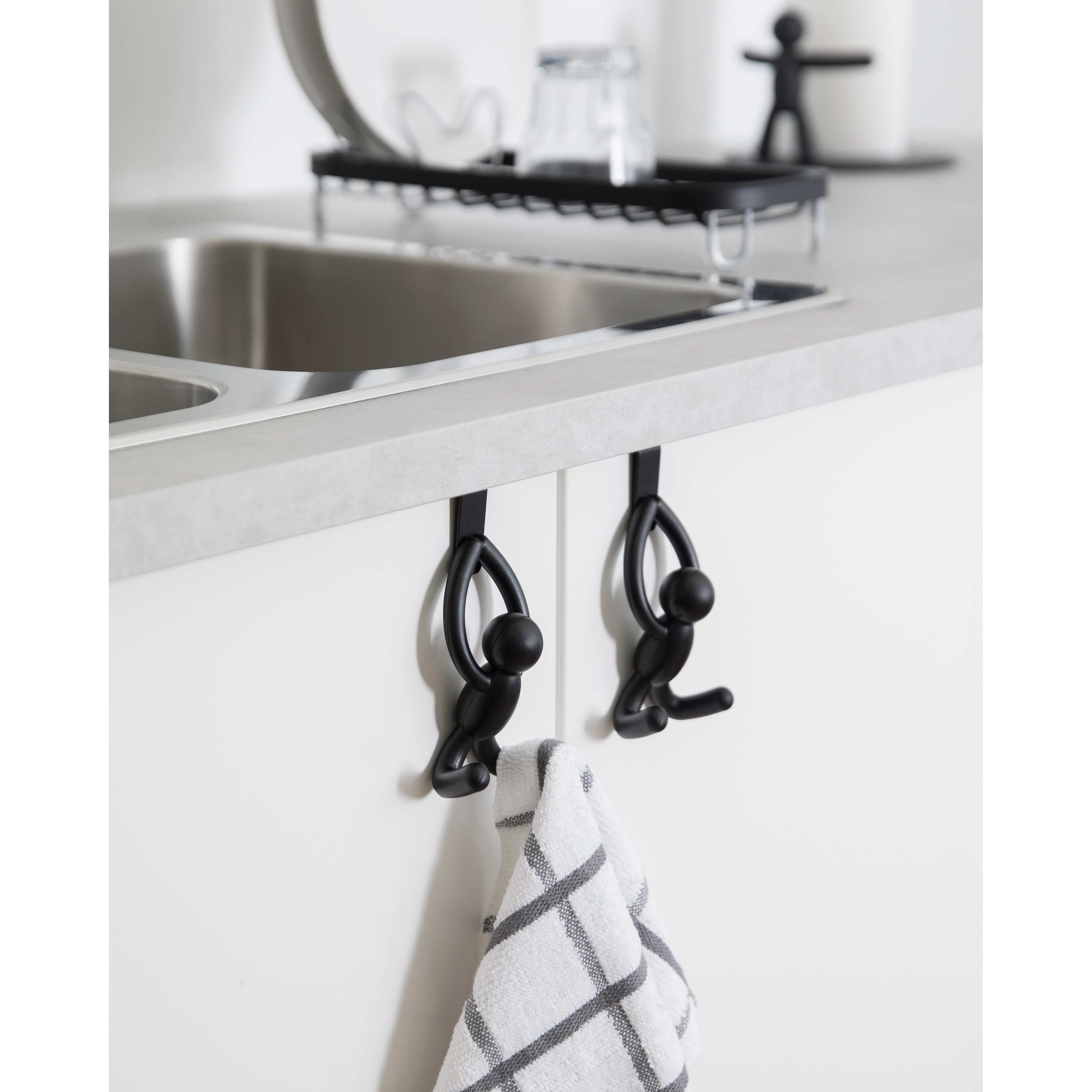 Buddy Over The Door Cabinet Hook Black - Set of 2-Wall Decor-Umbra-The Bay Room