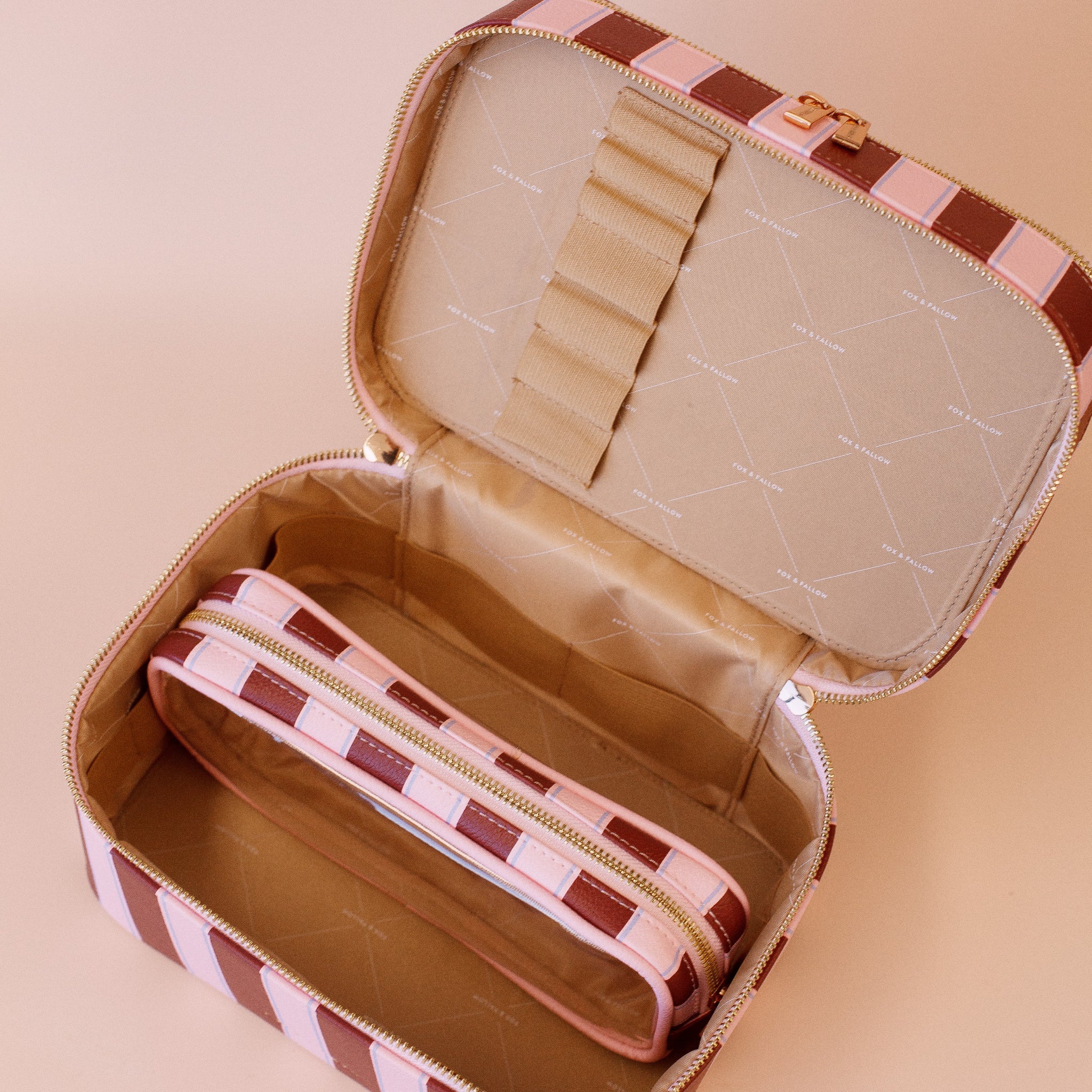 Burgundy Stripe Vanity Case - 'The Classic'-Beauty & Well-Being-Fox & Fallow-The Bay Room