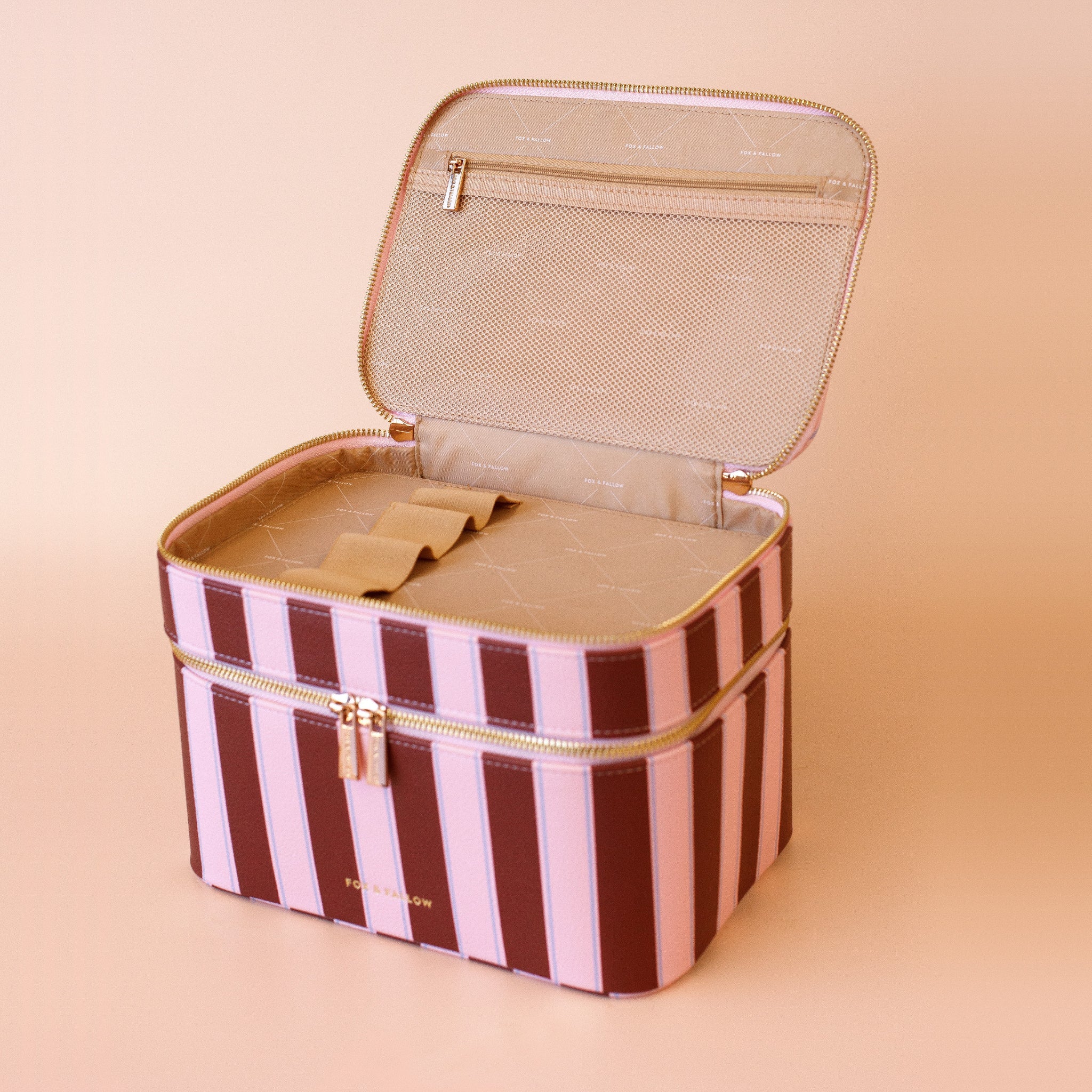 Burgundy Stripe Vanity Case - 'The Classic'-Beauty & Well-Being-Fox & Fallow-The Bay Room