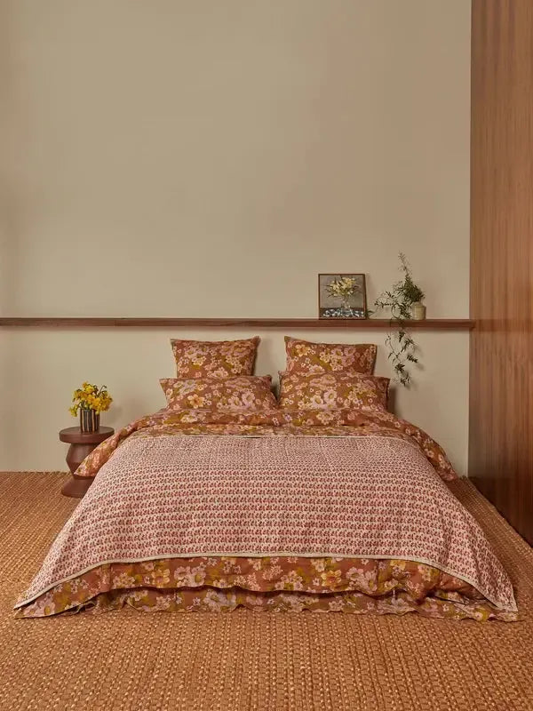 Buttercup Rust/Petite Madeline Pink Quilted Throw-Soft Furnishings-Bonnie & Neil-The Bay Room
