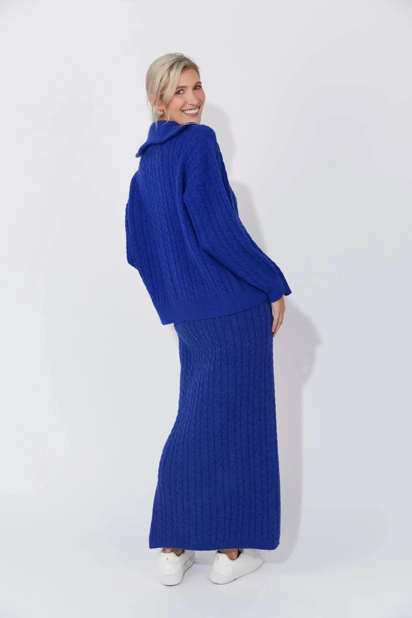 Cadiz Zip Jumper - Cobalt-Knitwear & Jumpers-Haven-The Bay Room