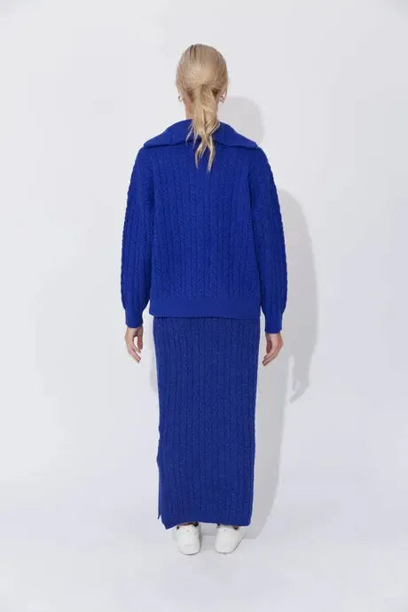 Cadiz Zip Jumper - Cobalt-Knitwear & Jumpers-Haven-The Bay Room