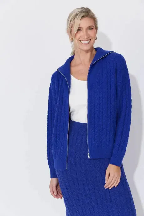 Cadiz Zip Jumper - Cobalt-Knitwear & Jumpers-Haven-The Bay Room
