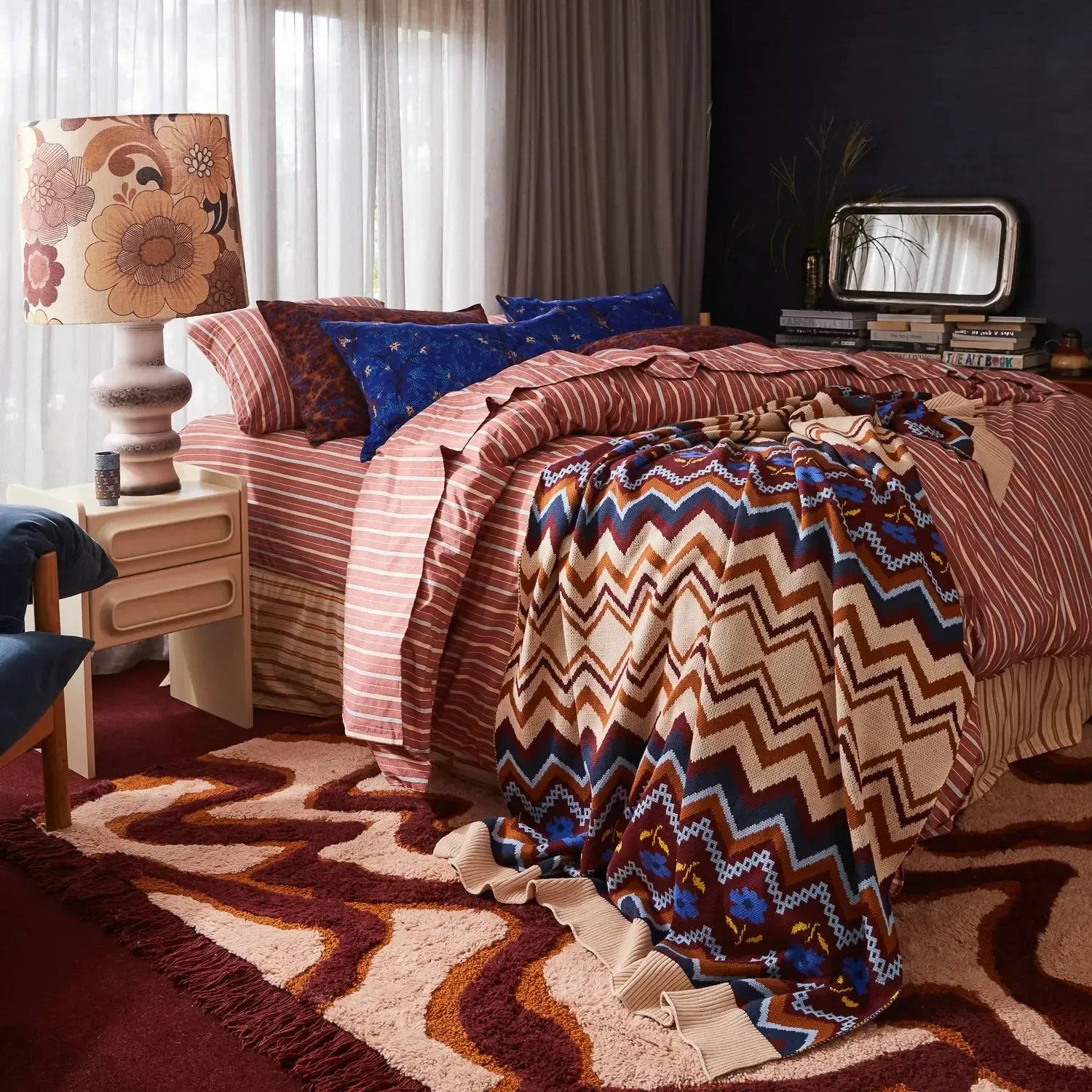 Calina Cotton Knit Blanket - Ink-Soft Furnishings-Sage & Clare-The Bay Room