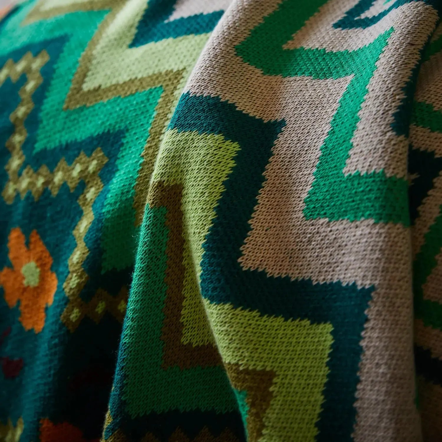 Calina Cotton Knit Blanket - Verdant-Soft Furnishings-Sage & Clare-The Bay Room