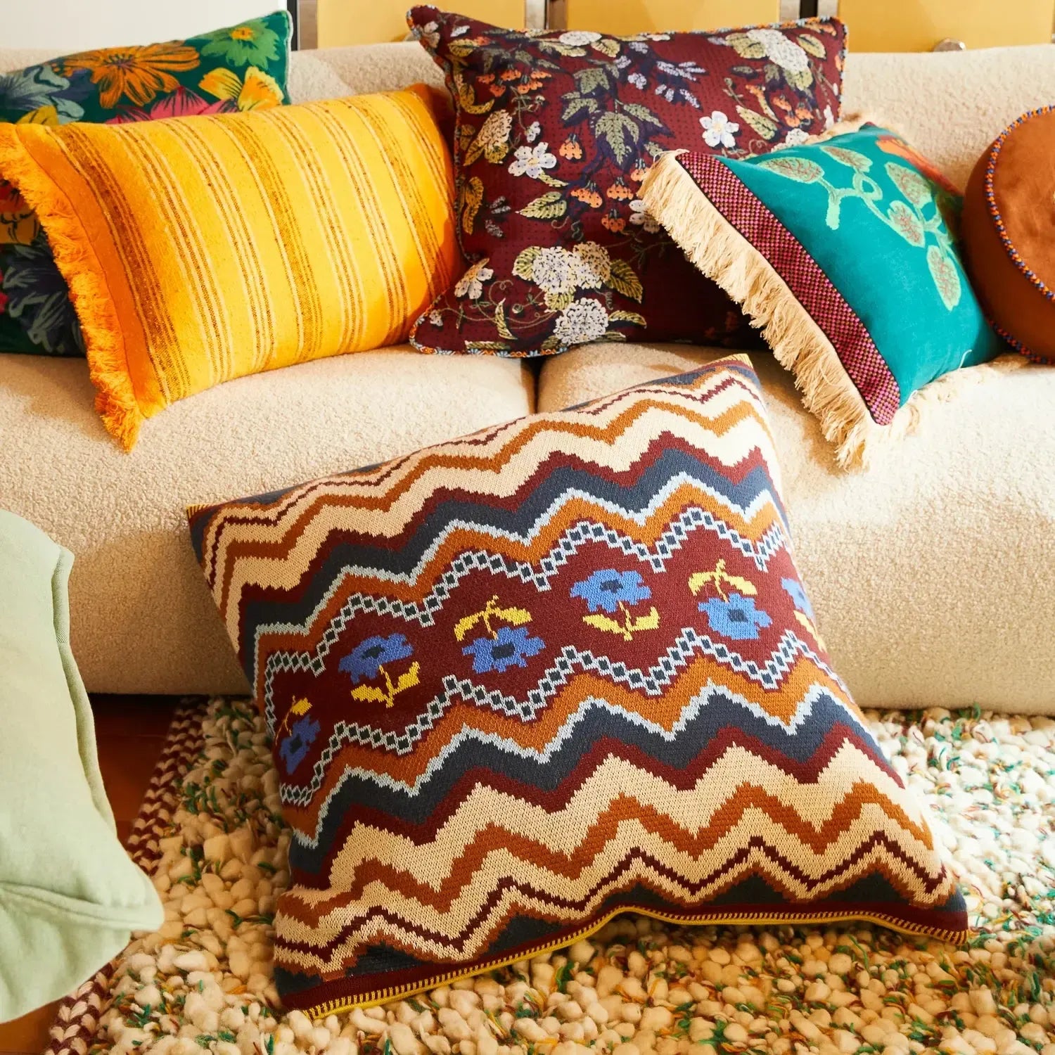 Calina Knit Cushion - Ink-Soft Furnishings-Sage & Clare-The Bay Room