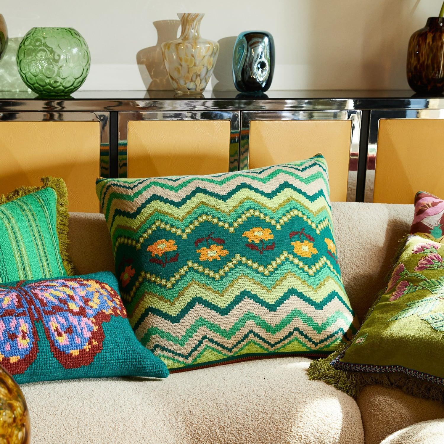 Calina Knit Cushion - Verdant-Soft Furnishings-Sage & Clare-The Bay Room