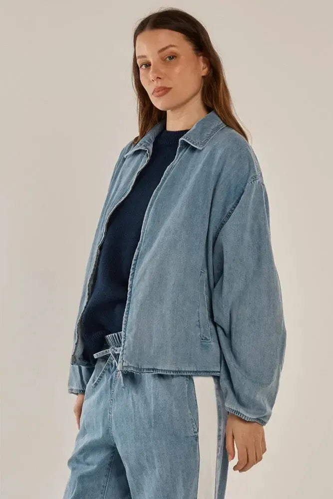 Callie Bomber Jacket - Medium Blue-Jackets, Coats & Vests-Betty Basics-The Bay Room