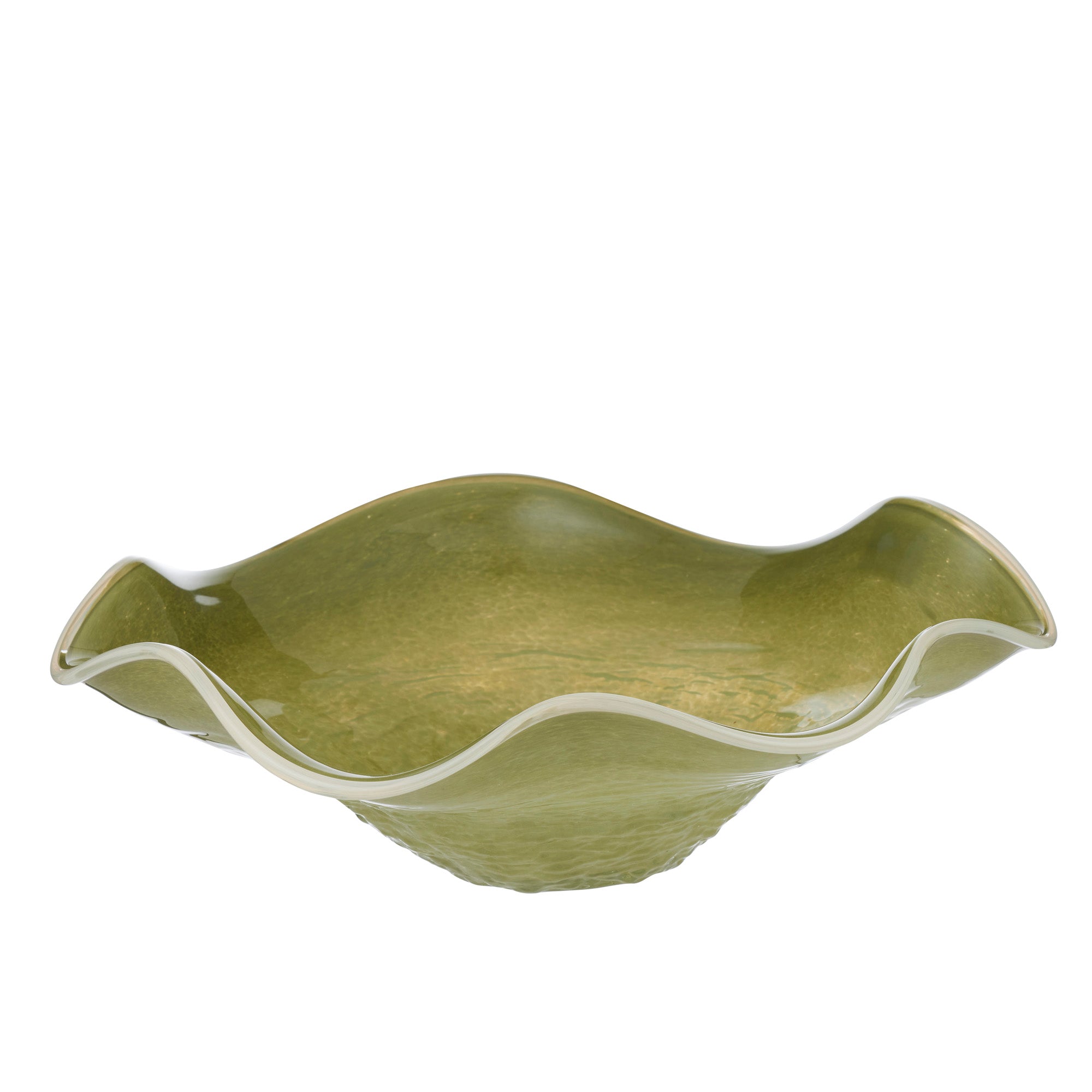 Calvet Glass Bowl 37.5x10.5cm Olive/Peach-Decor Items-Coast To Coast Home-The Bay Room