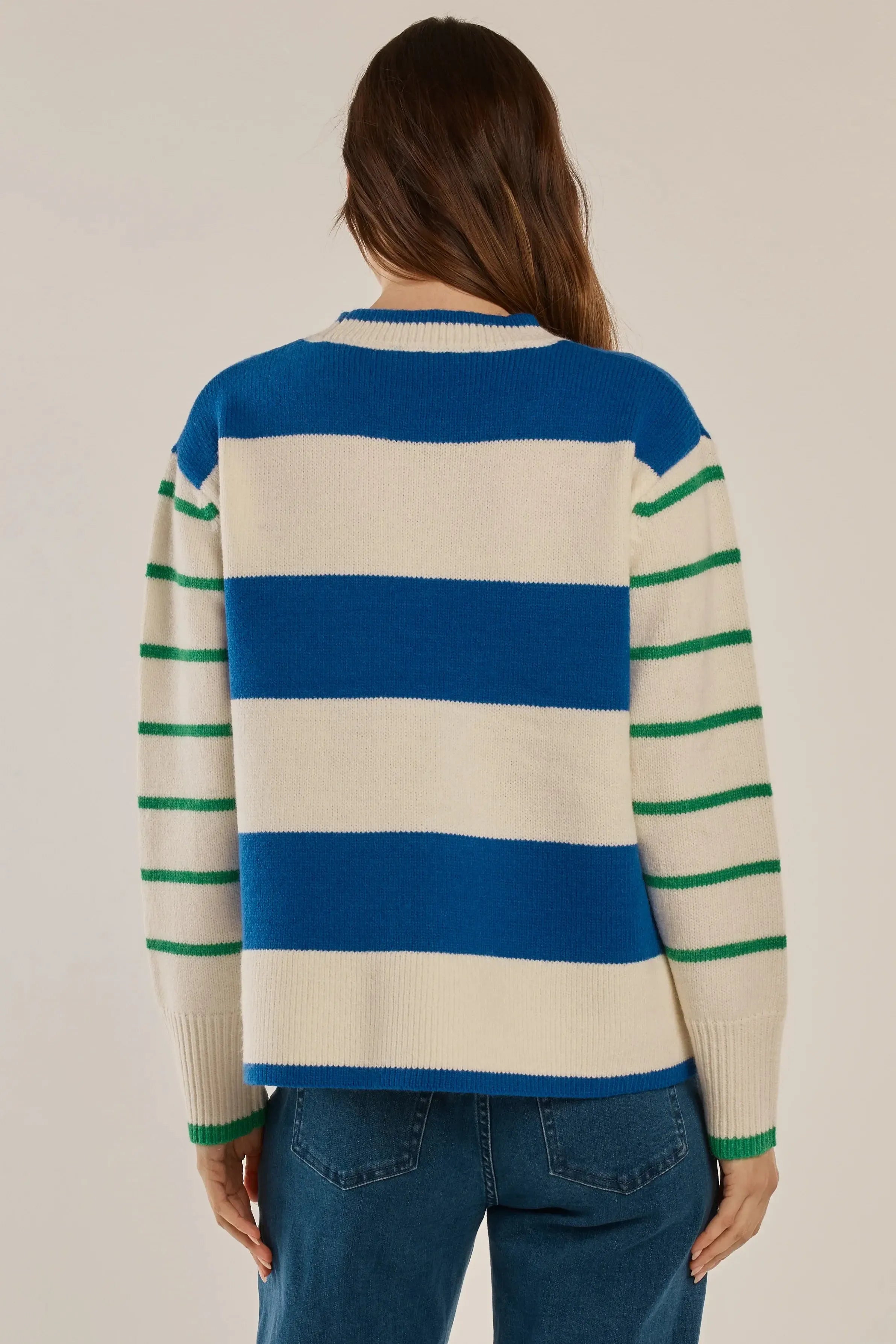 Camryn Knit Sweater - Blue/Green Stripe-Knitwear & Jumpers-Betty Basics-The Bay Room