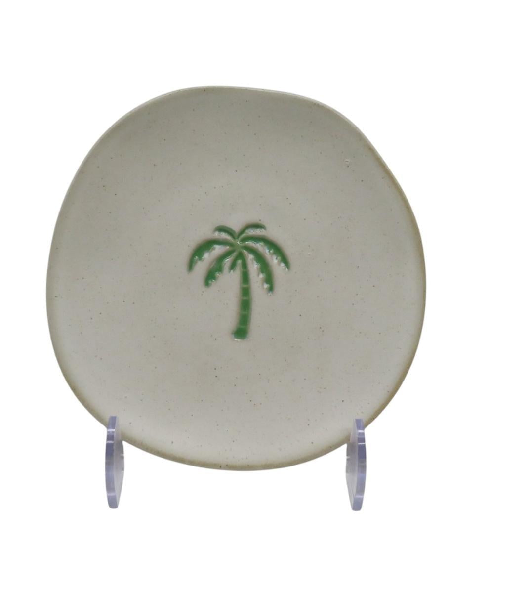 Ceramic Plate Small Palm Design-Decor Items-DWBH-The Bay Room