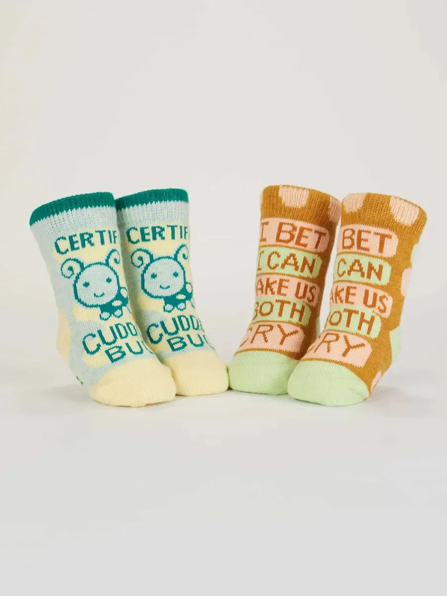 Certified Cuddle Bug/I Bet I Can Make Us Both Cry Baby Socks-Fun & Games-Blue Q-The Bay Room