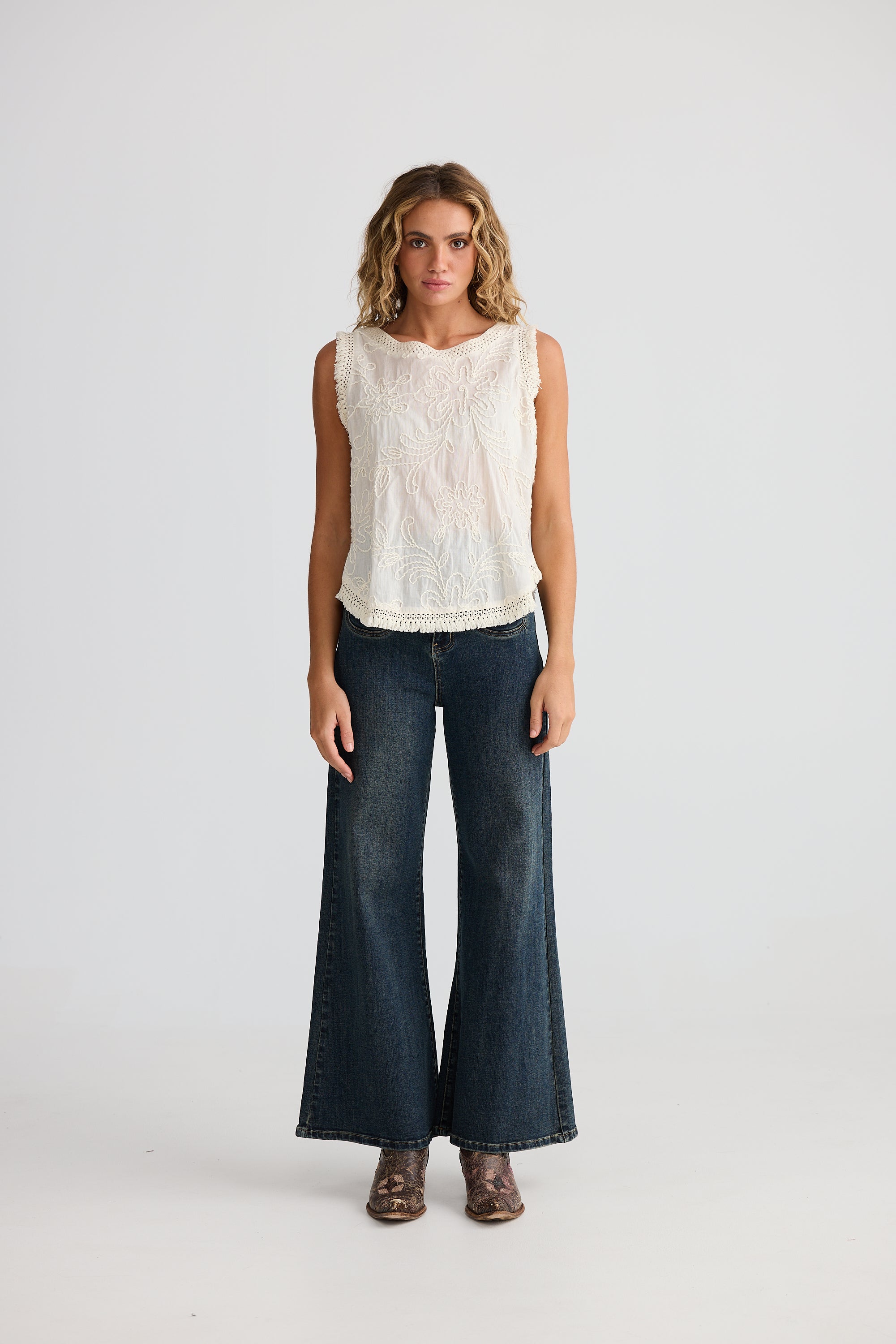 Chantilly Top - Natural Embroidery-Tops-Talisman-The Bay Room