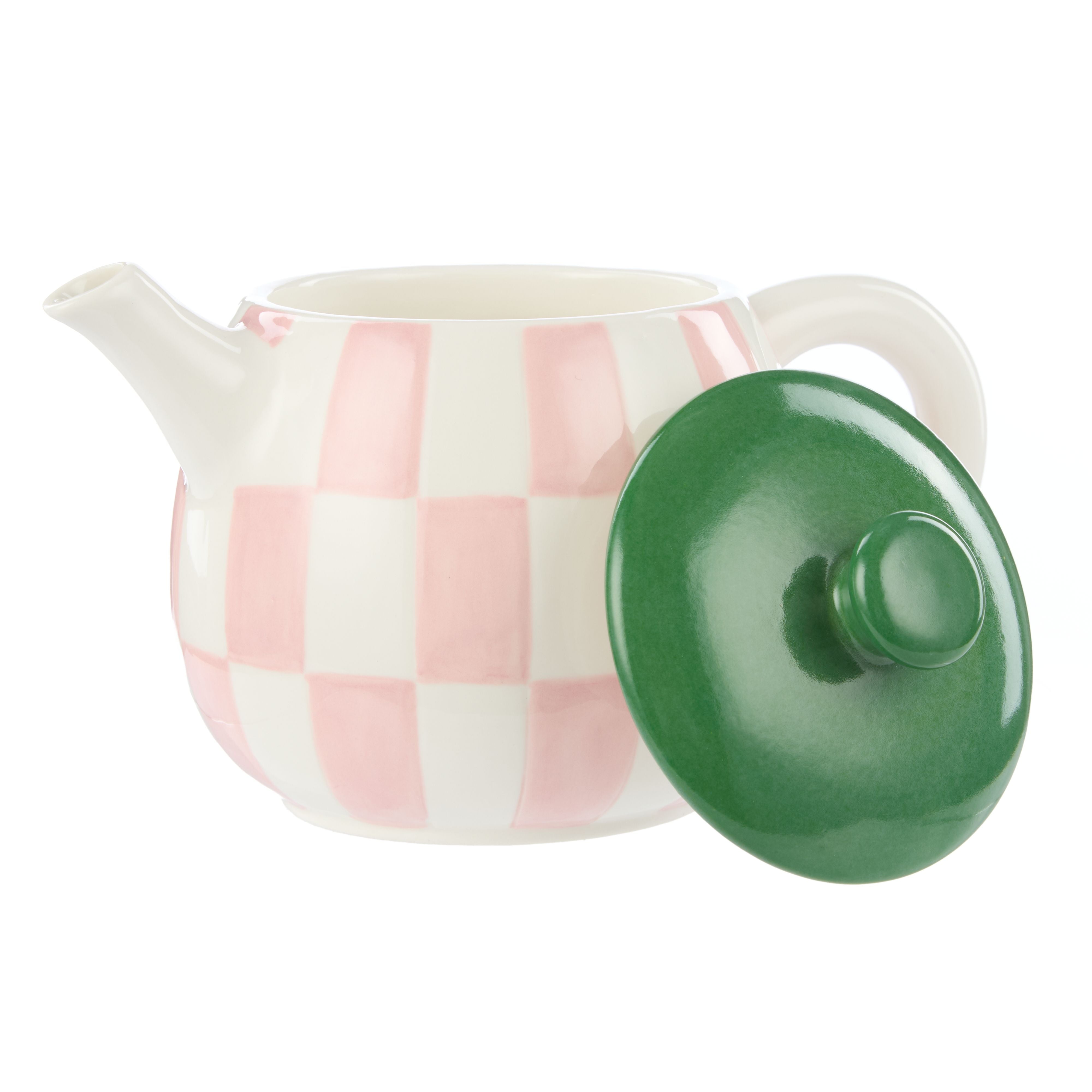 Check 700ml Teapot 20.5x14x13cm Pink & Green-Dining & Entertaining-Emporium-The Bay Room