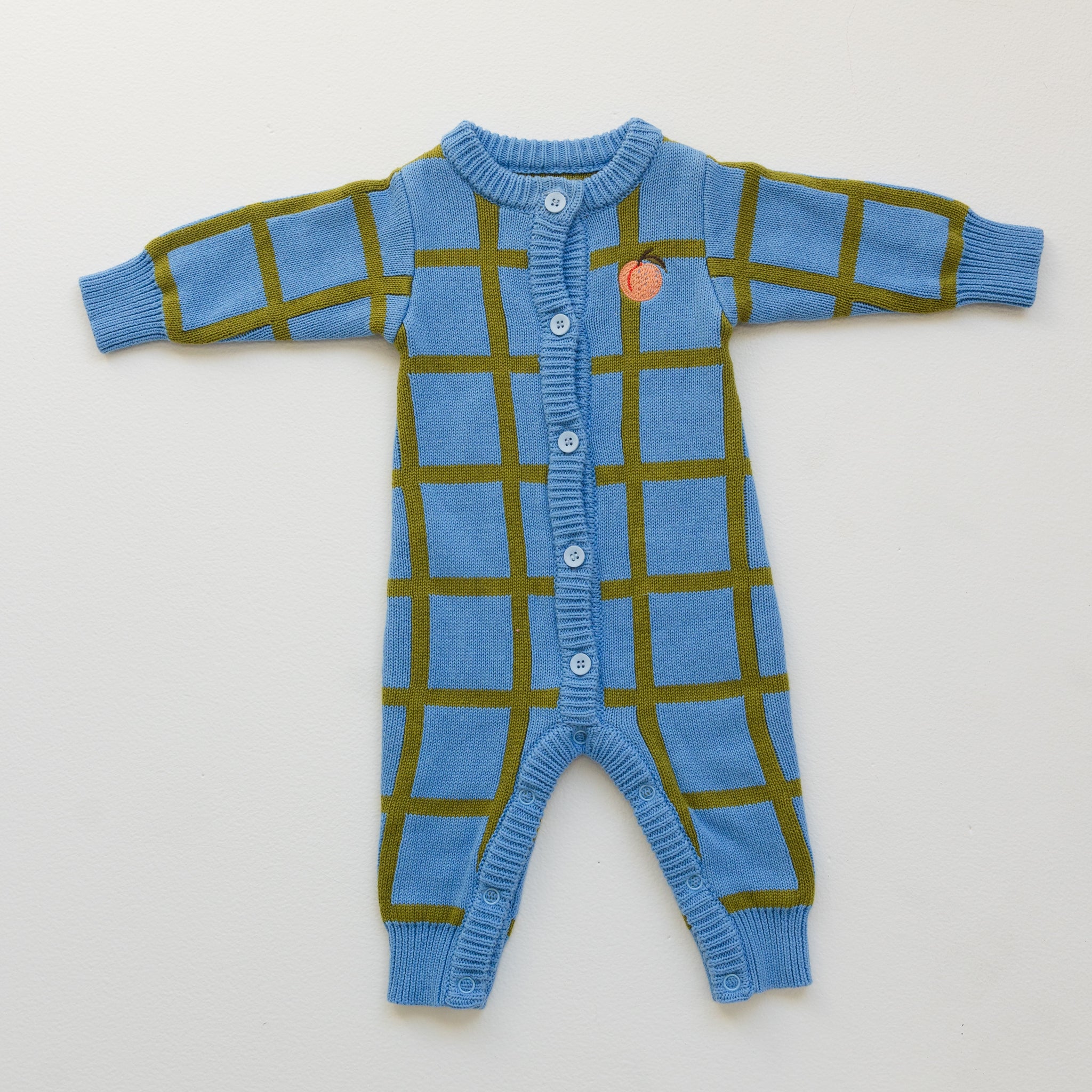 Check Knit Romper - Bluebird-Clothing & Accessories-BY GEE-The Bay Room
