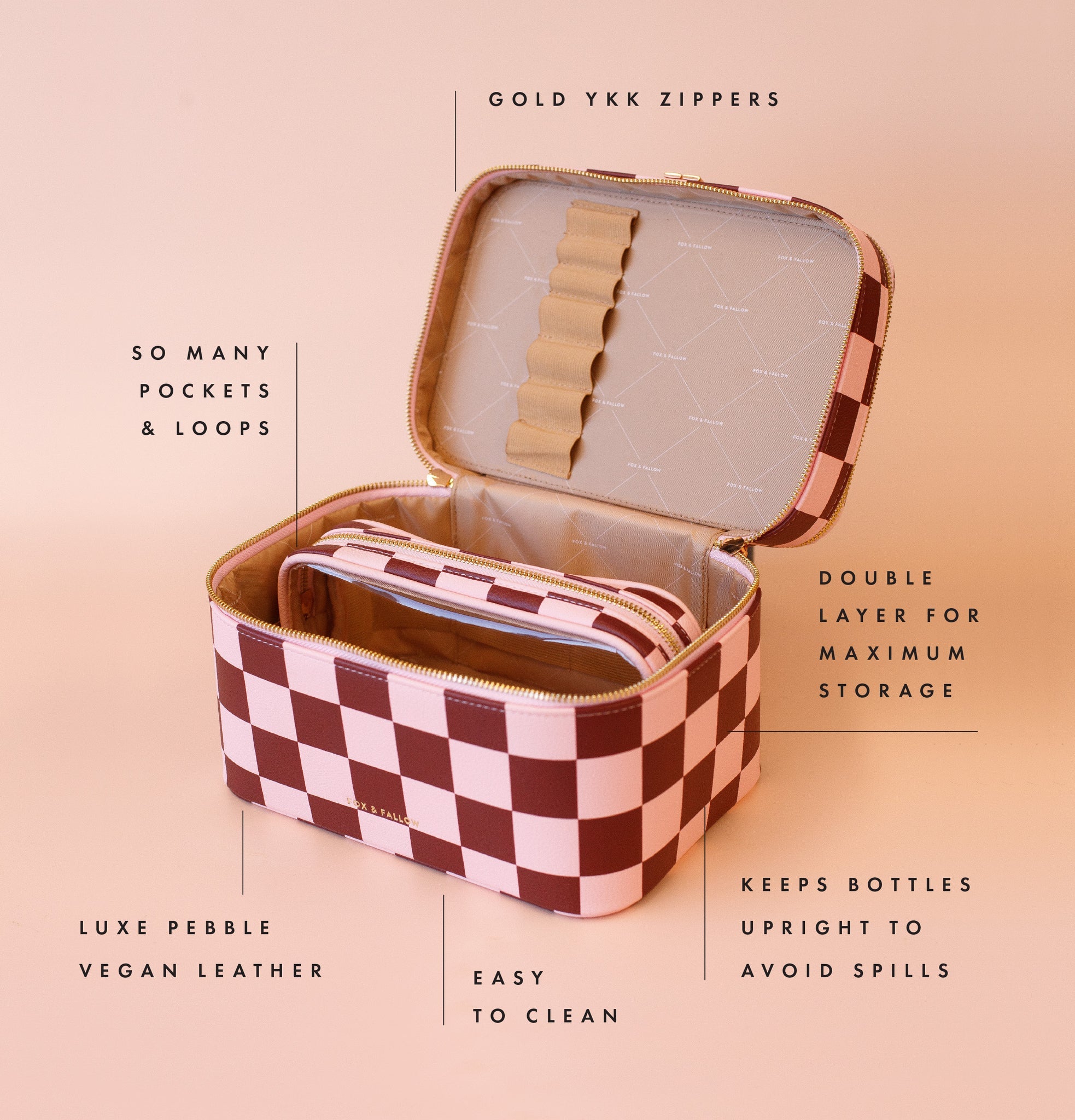 Cherry Check Vanity Case - 'The Classic'-Beauty & Well-Being-Fox & Fallow-The Bay Room