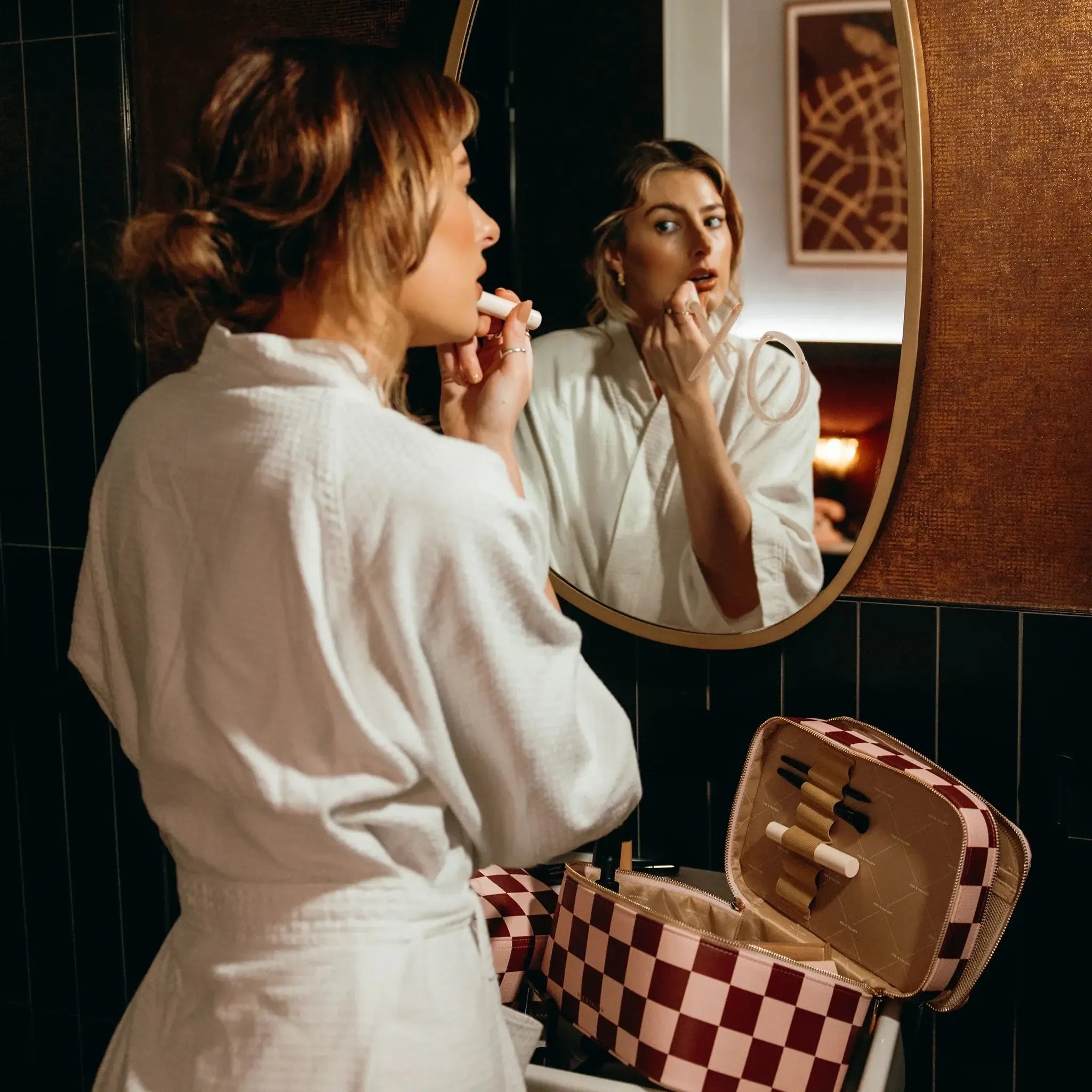 Cherry Check Vanity Case - 'The Classic'-Beauty & Well-Being-Fox & Fallow-The Bay Room